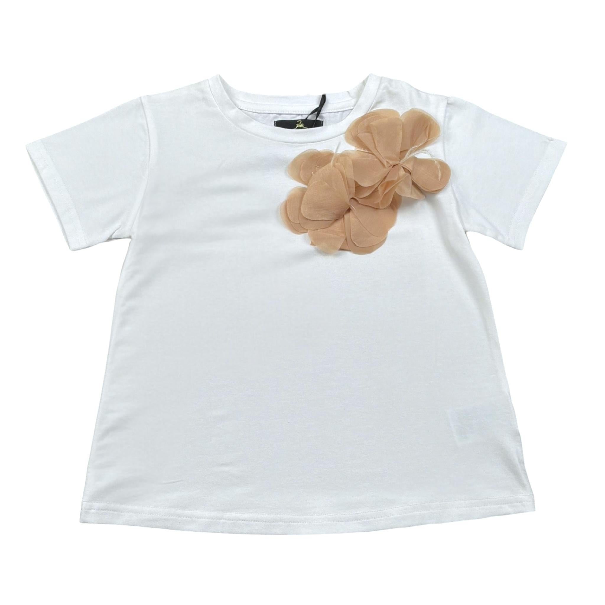 Fun & Fun T-Shirt Tinta Unita Girocollo con Applicazione per Bambina FNCBTS16440 BIANCO FUN & FUN 