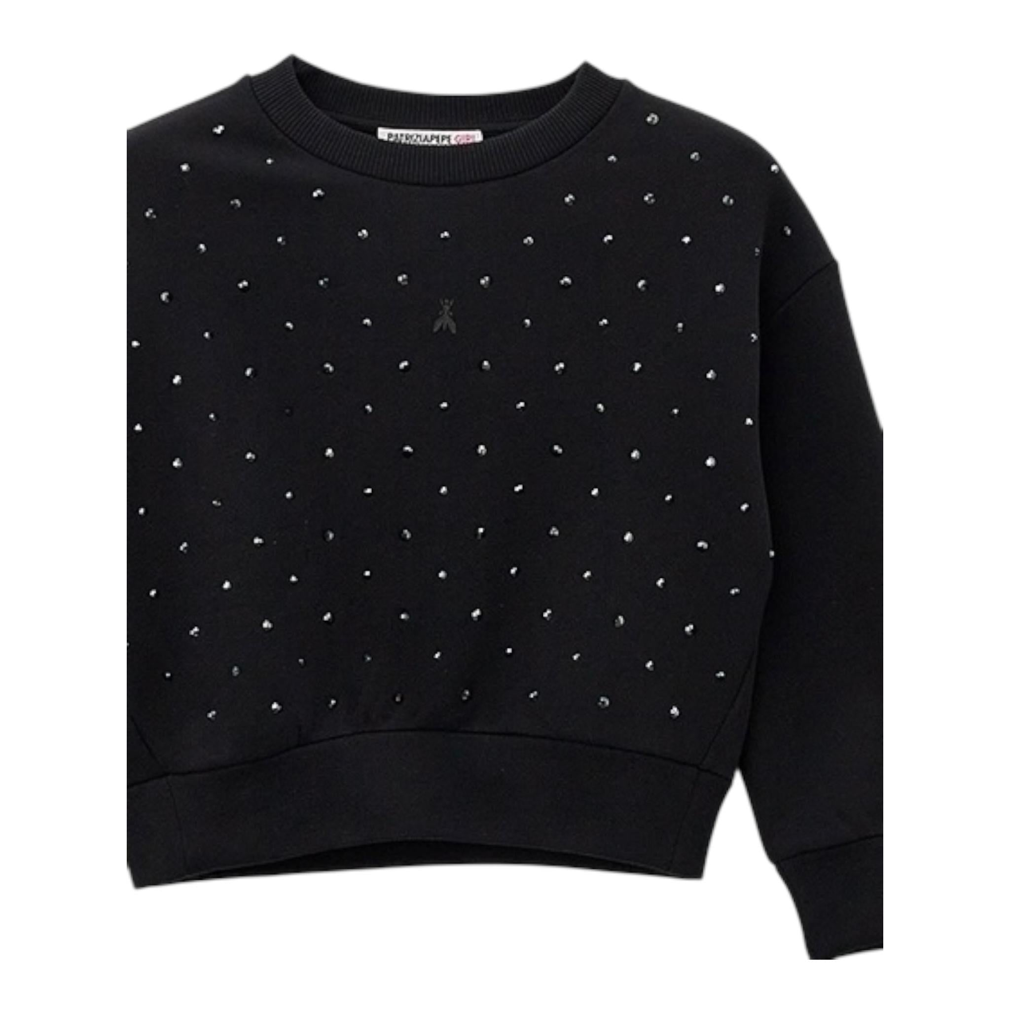 PATRIZIA PEPE felpa chiusa girocollo tinta unita con brillantini Nero per Bambina 7M0865X NERO PATRIZIA PEPE 