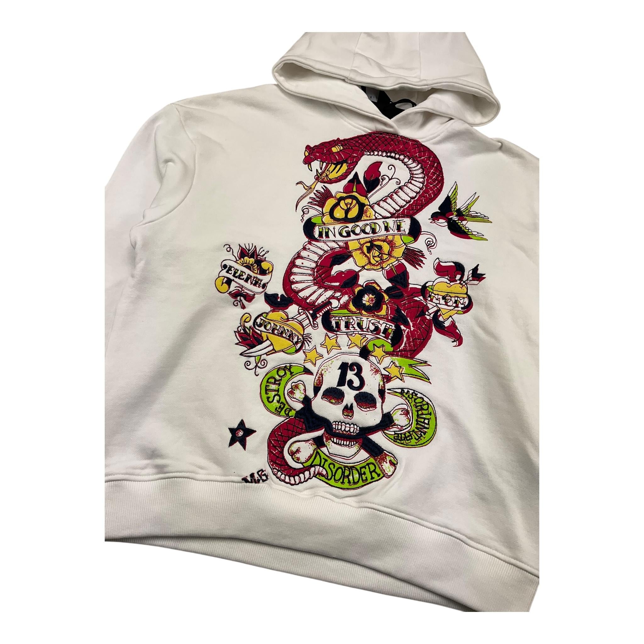 JOHN RICHMOND felpa chiusa con cappuccio tinta unita con stampa Bianco per Bambina RGA25195FE BIANCO JOHN RICHMOND 