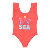 Billieblush Costume Intero Tinta Unita Con Stampa Arancione Per Bambina