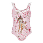 Monnalisa Costume Intero Tinta Unita con Stampa Bamby per Bambina 19E060 ROSA MONNALISA 