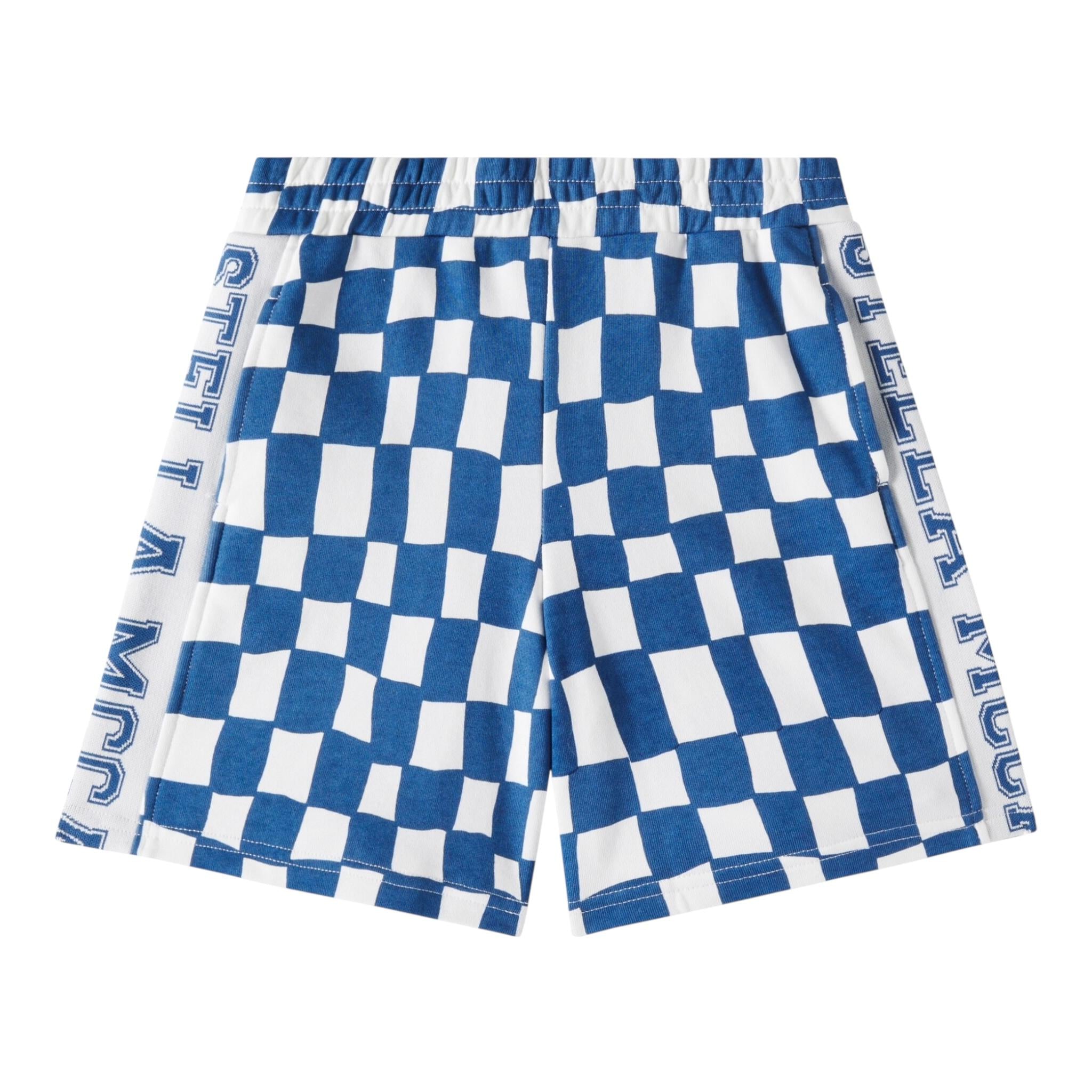 Stella Mccartney Bermuda In Felpa Bicolore Fantasia Quadri per Bambino TW6R69 BIANCO/BLU STELLA McCARTNEY 