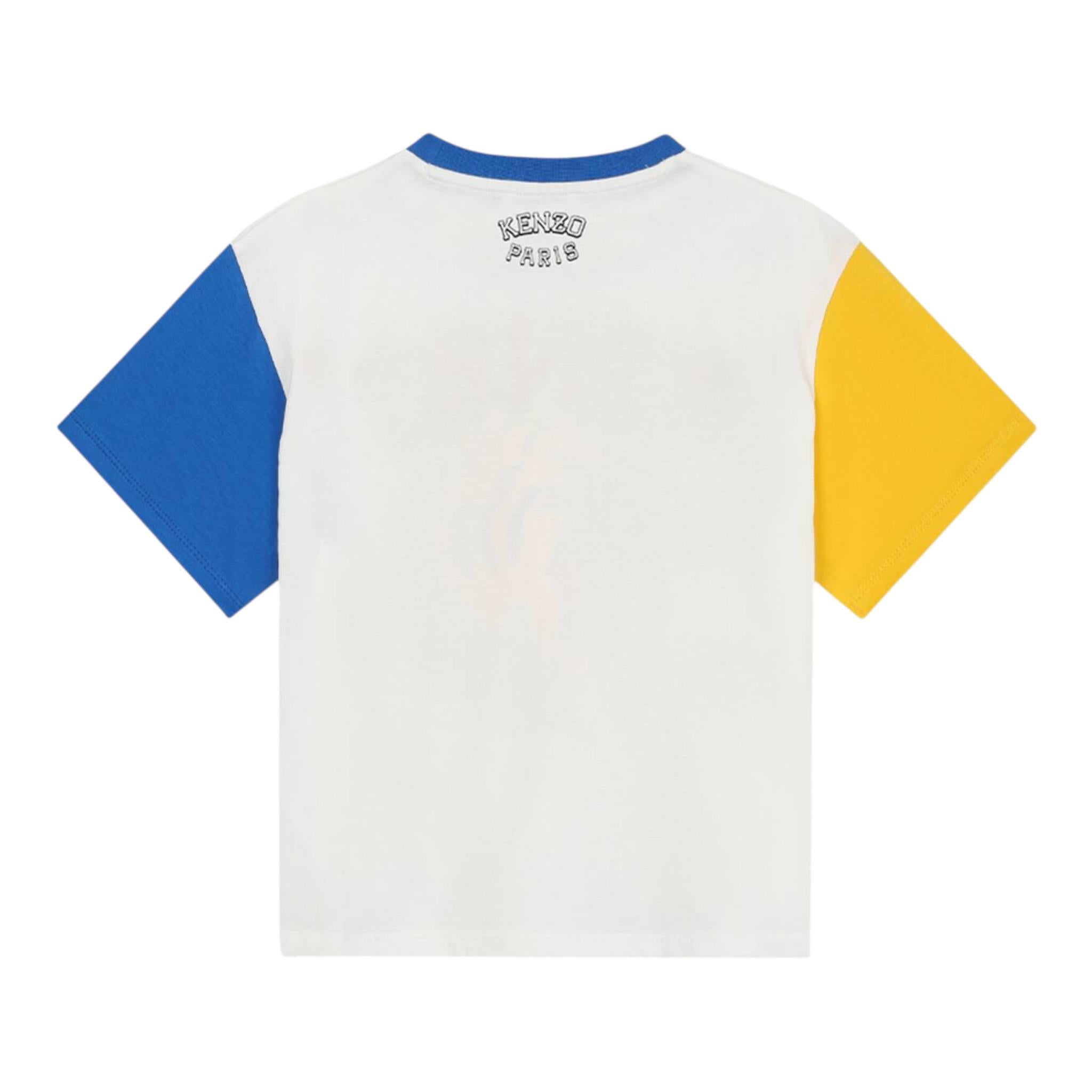 Kenzo T-Shirt Tricolore con Stampa Bianco per Neonato K60156 BIANCO KENZO 