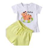 Sarabanda Completo 2 Pezzi T-Shirt-Shorts per Neonata 0B252 BIANCO SARABANDA 