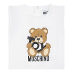 Moschino T-Shirt Girocollo Tinta Unita con Orso per Neonato MNM047X BIANCO MOSCHINO 