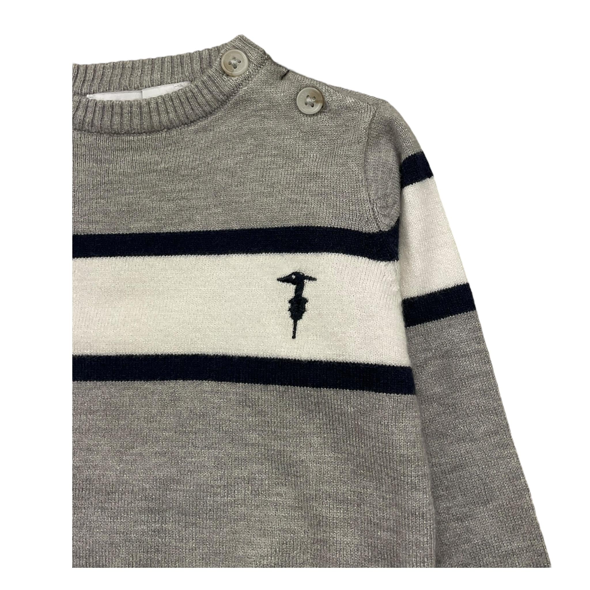 TRUSSARDI maglia girocollo tinta unita con profili in contrasto Grigio per Neonato TIA25030MA GRIGIO TRUSSARDI 