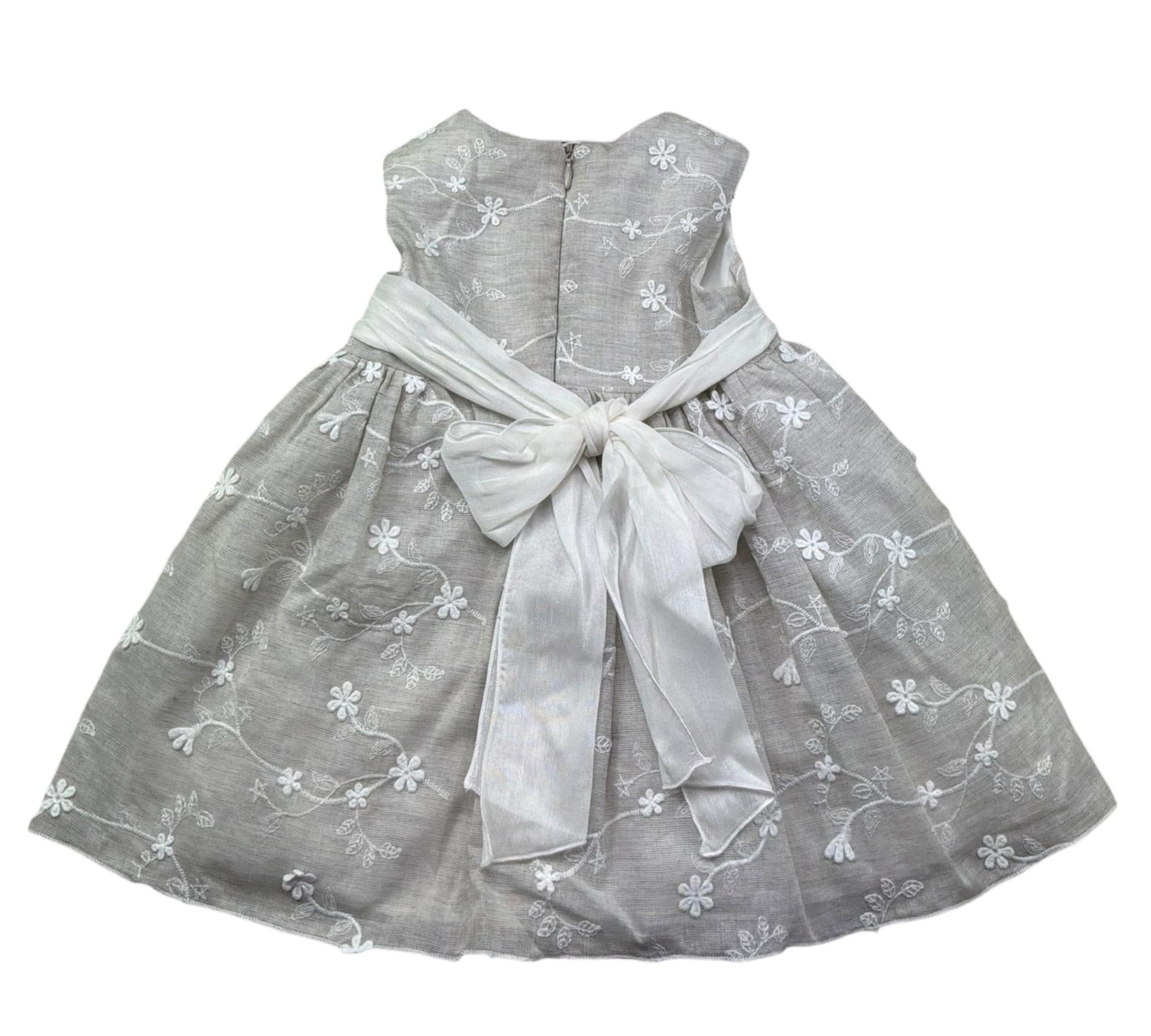 Le Bebe Abito Giromanica Cerimoniale Tinta Unia con Ricami per Neonata LBG373 BEIGE LE BEBE 