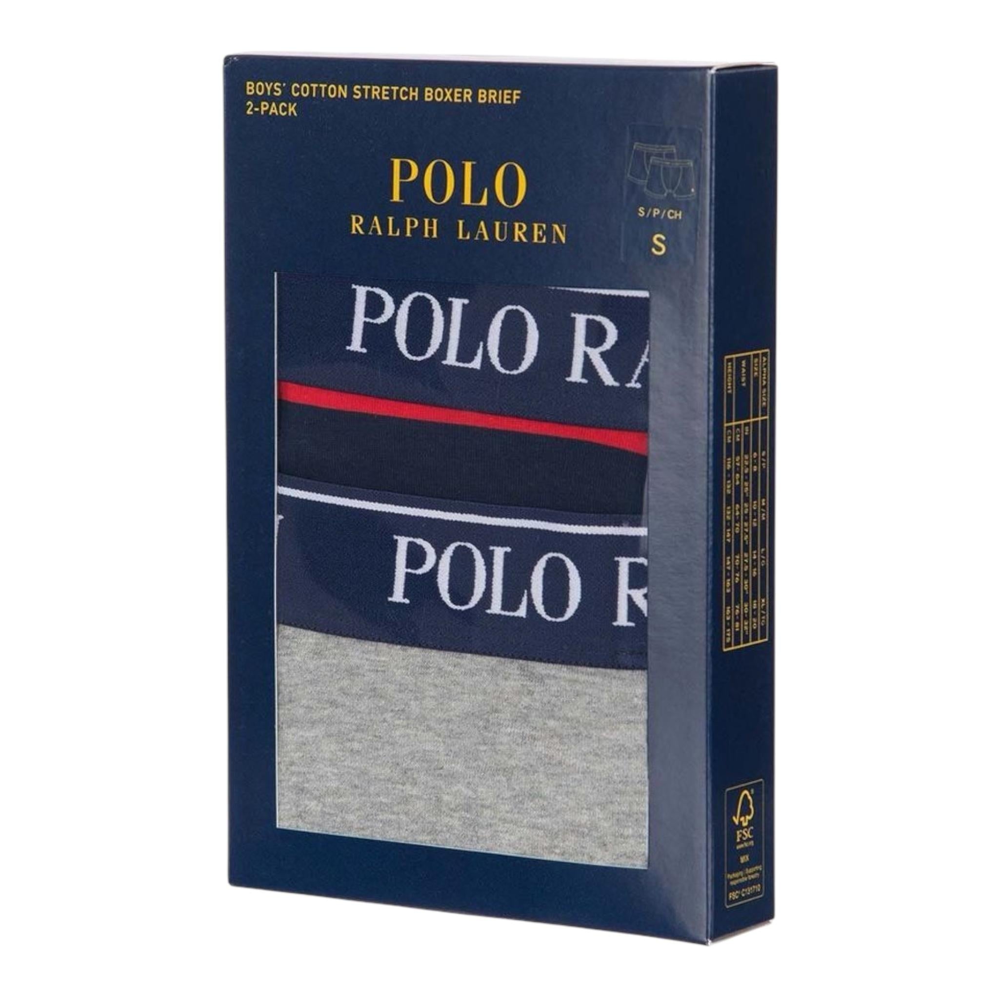 Ralph Lauren Set 2 Boxer Bicolore per Bambino 9P50166 GRIGIO RALPH LAUREN 