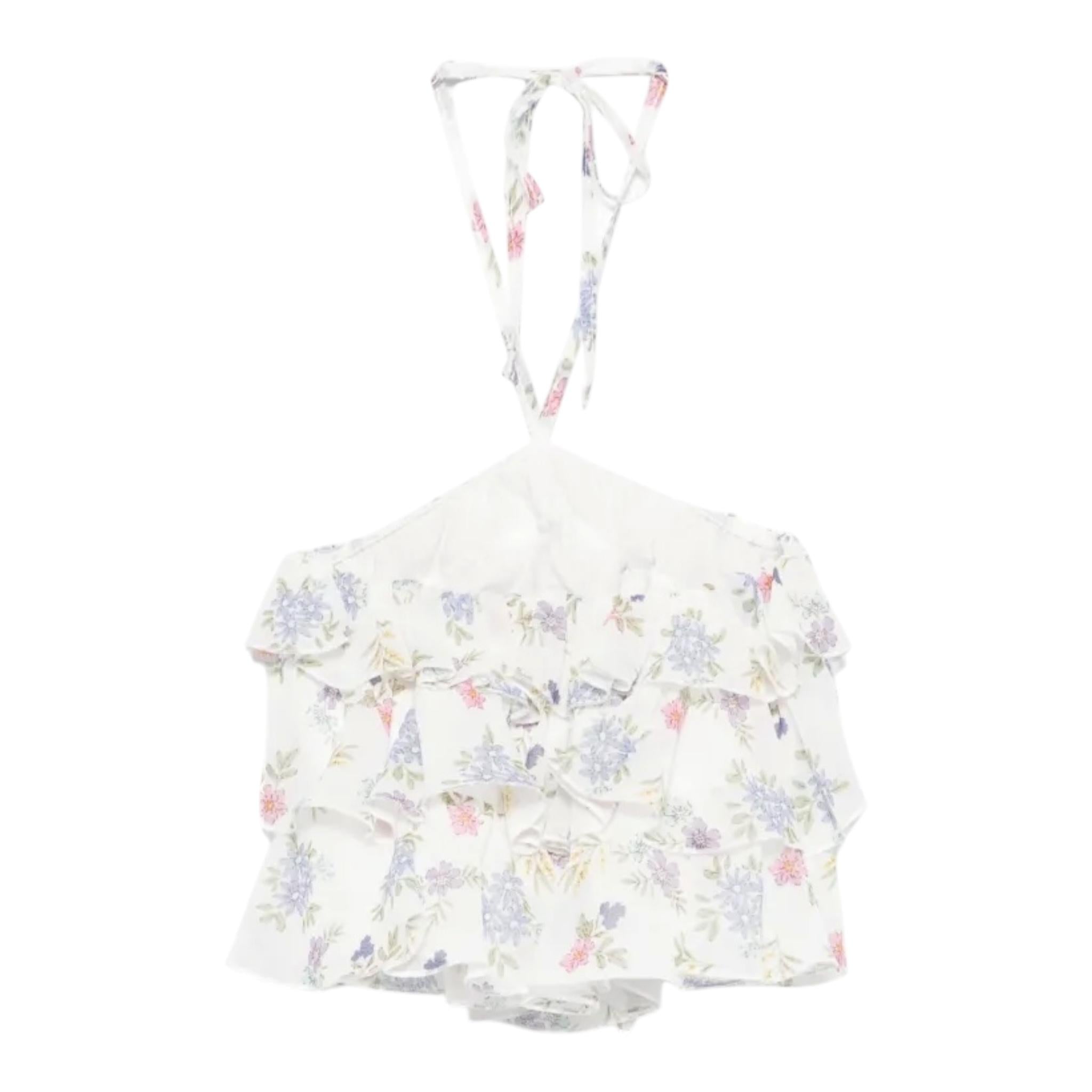 Lu Lu By Miss Grant Top Tinta Unita con Fantasia Fiori per Bambina LL3535 PANNA LU LU BY MISS GRANT 