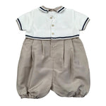 Marlu' Pagliaccetto Bicolore Mezza Manica per Neonato EB5520 BIANCO/BEIGE MARLU' 