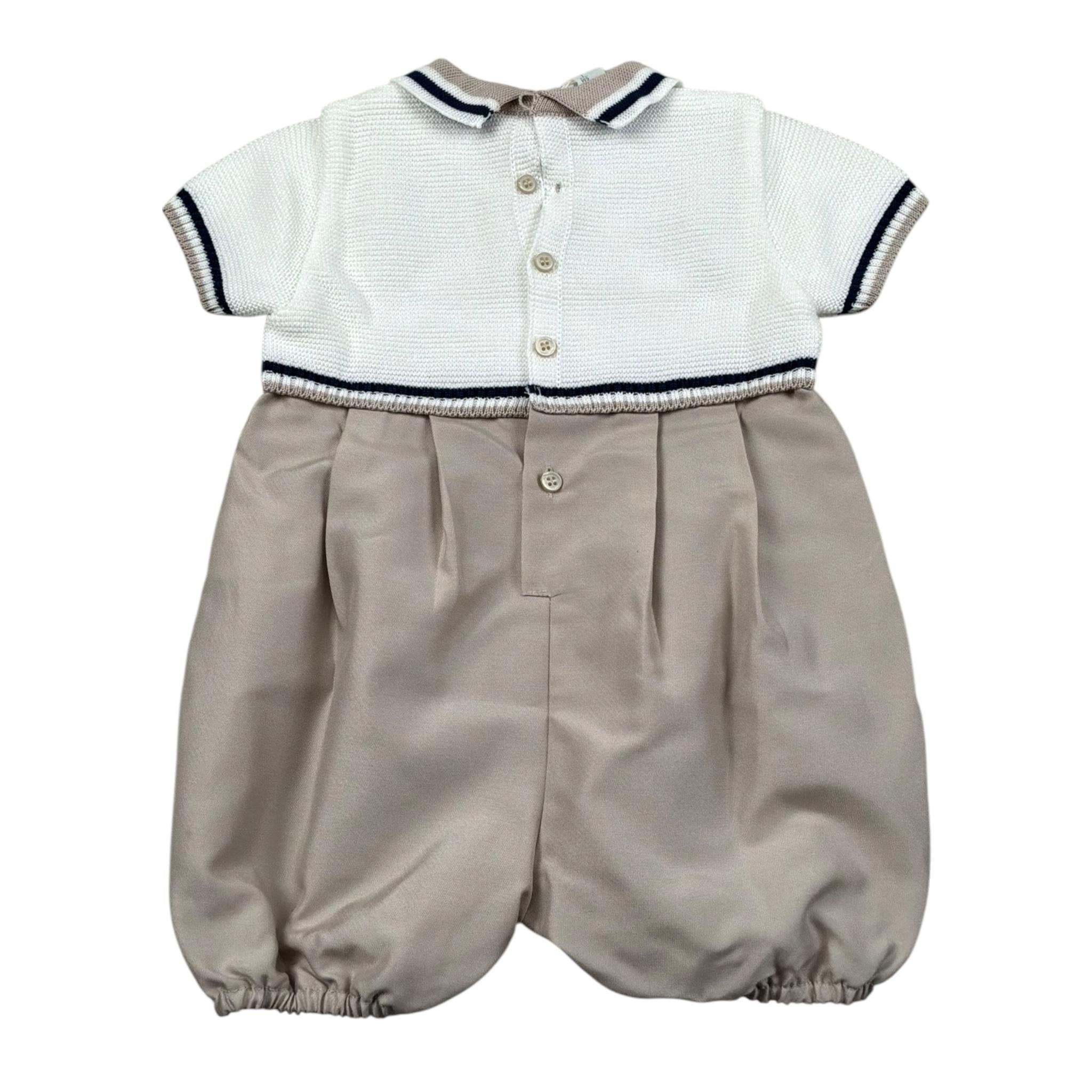 Marlu' Pagliaccetto Bicolore Mezza Manica per Neonato EB5520 BIANCO/BEIGE MARLU' 