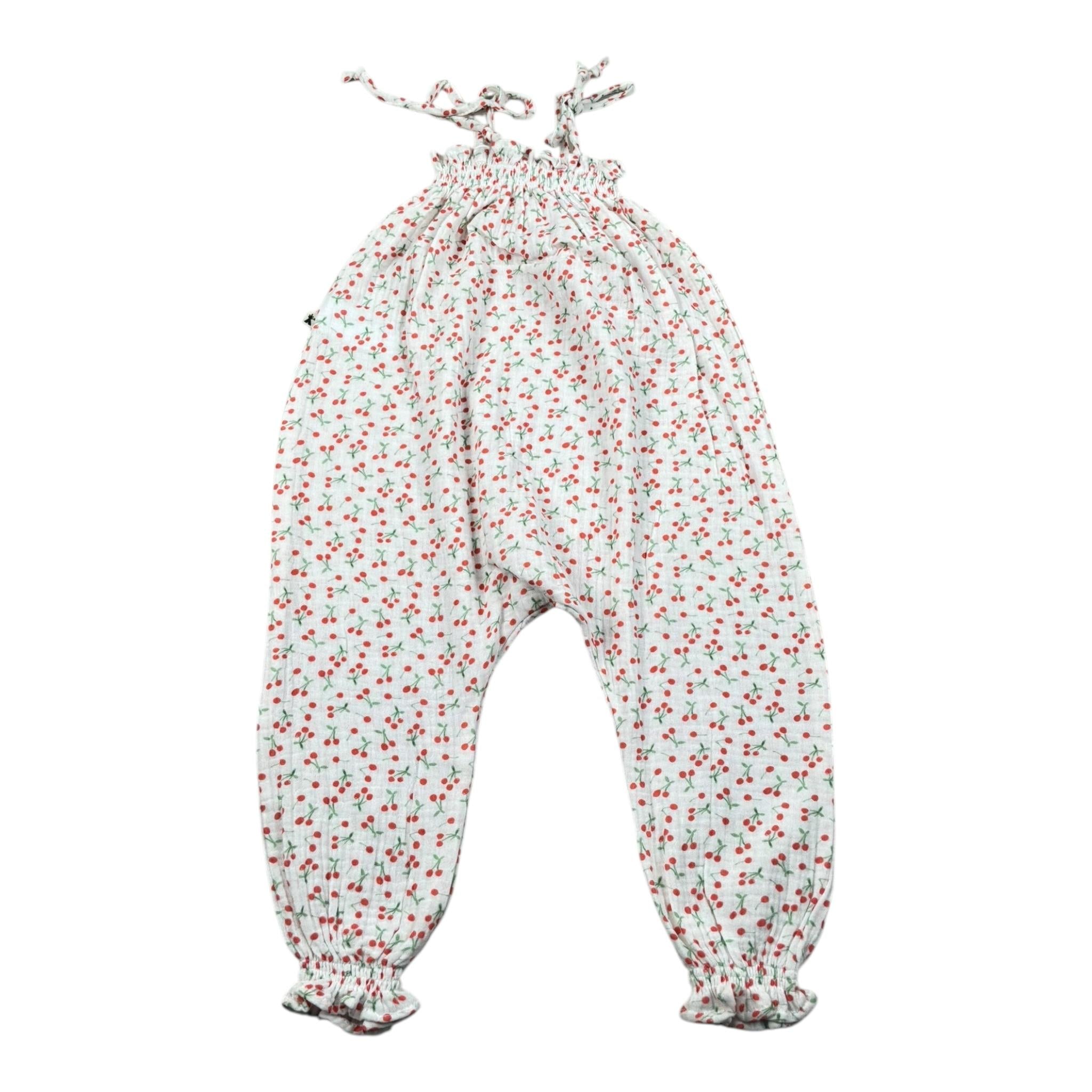 Petit Indi Tuta Tinta Unita con Fantasia Ciliegie per Neonata SS25B1210 BIANCO PETIT INDI 