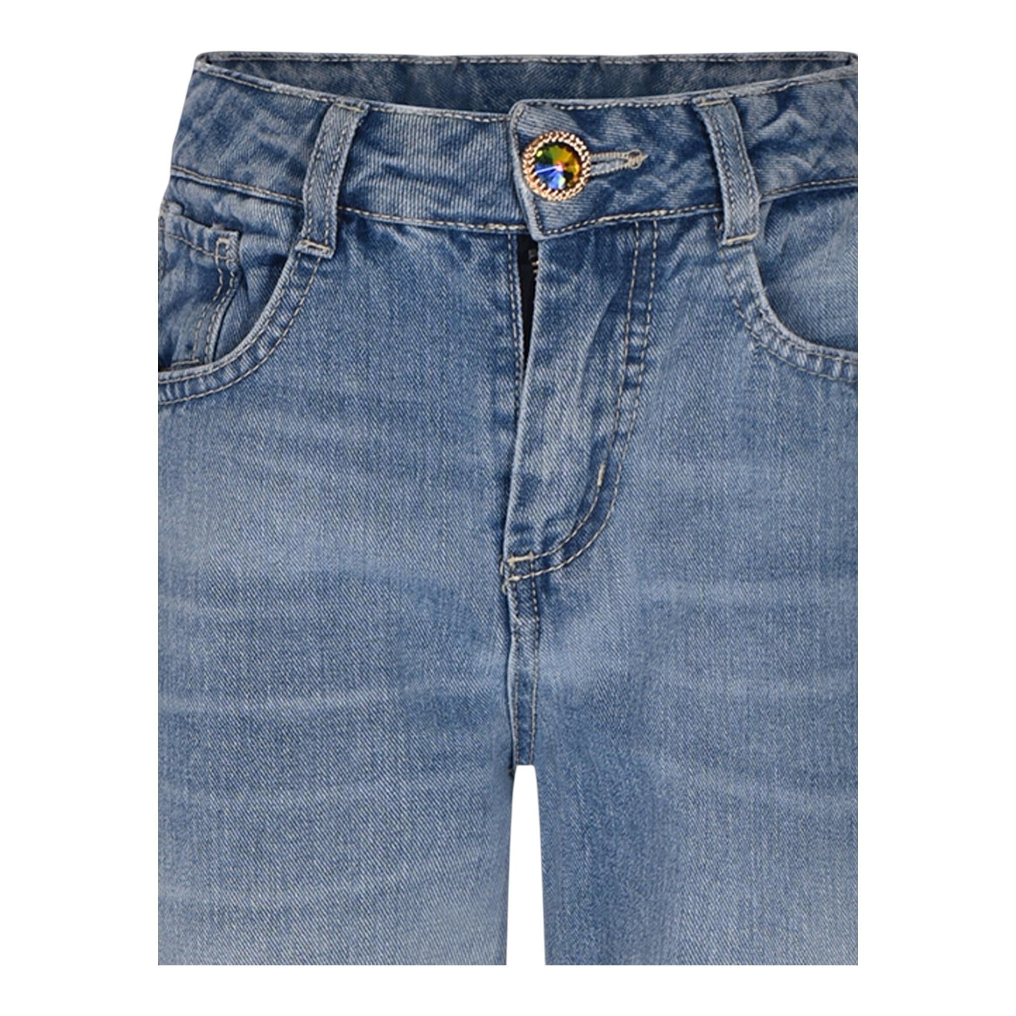 Marc Ellis Jeans Tinta Unita Modello A Palazzo per Bambina JMJPT01183 BLU MARC ELLIS 
