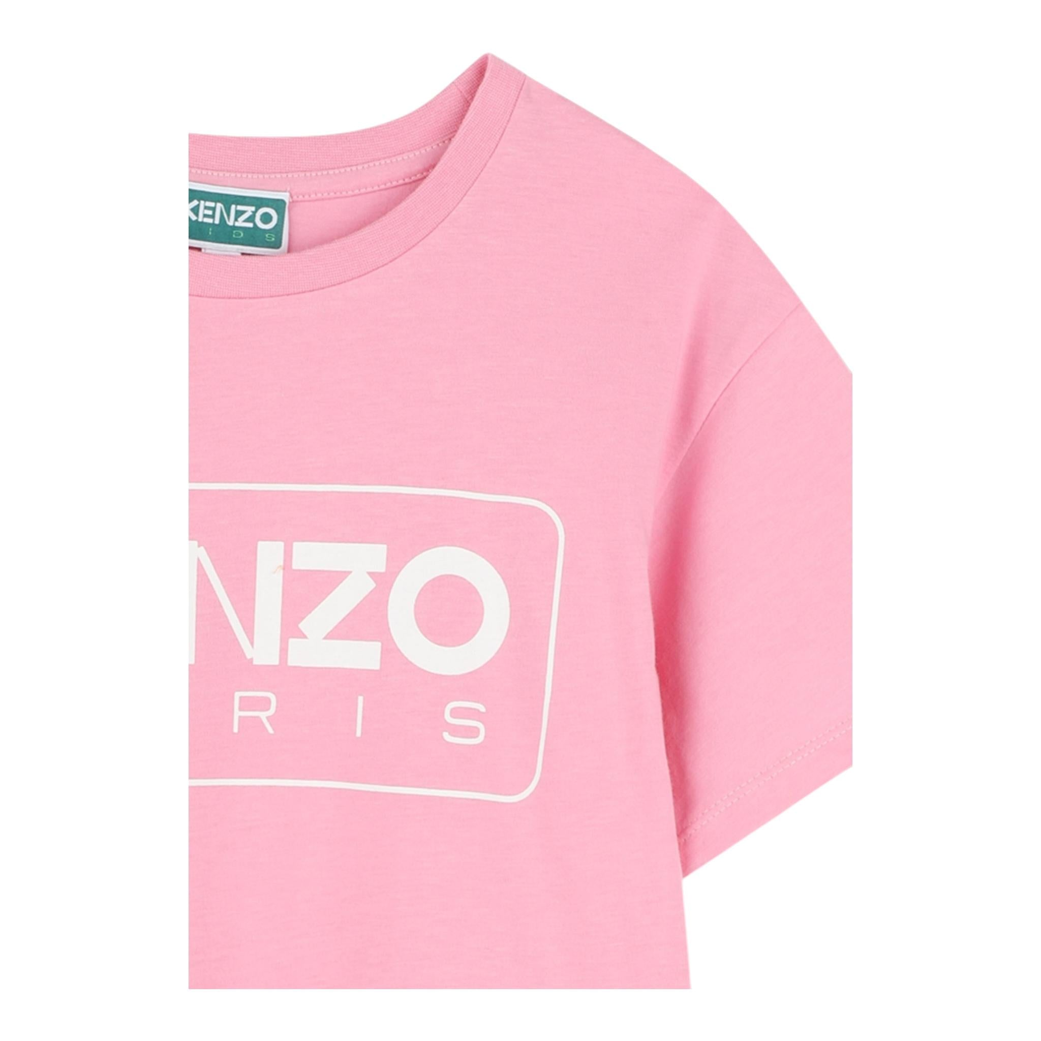 Kenzo Abito Mezza Manica Tinta Unita con Logo per Bambina K61021 ROSA KENZO 