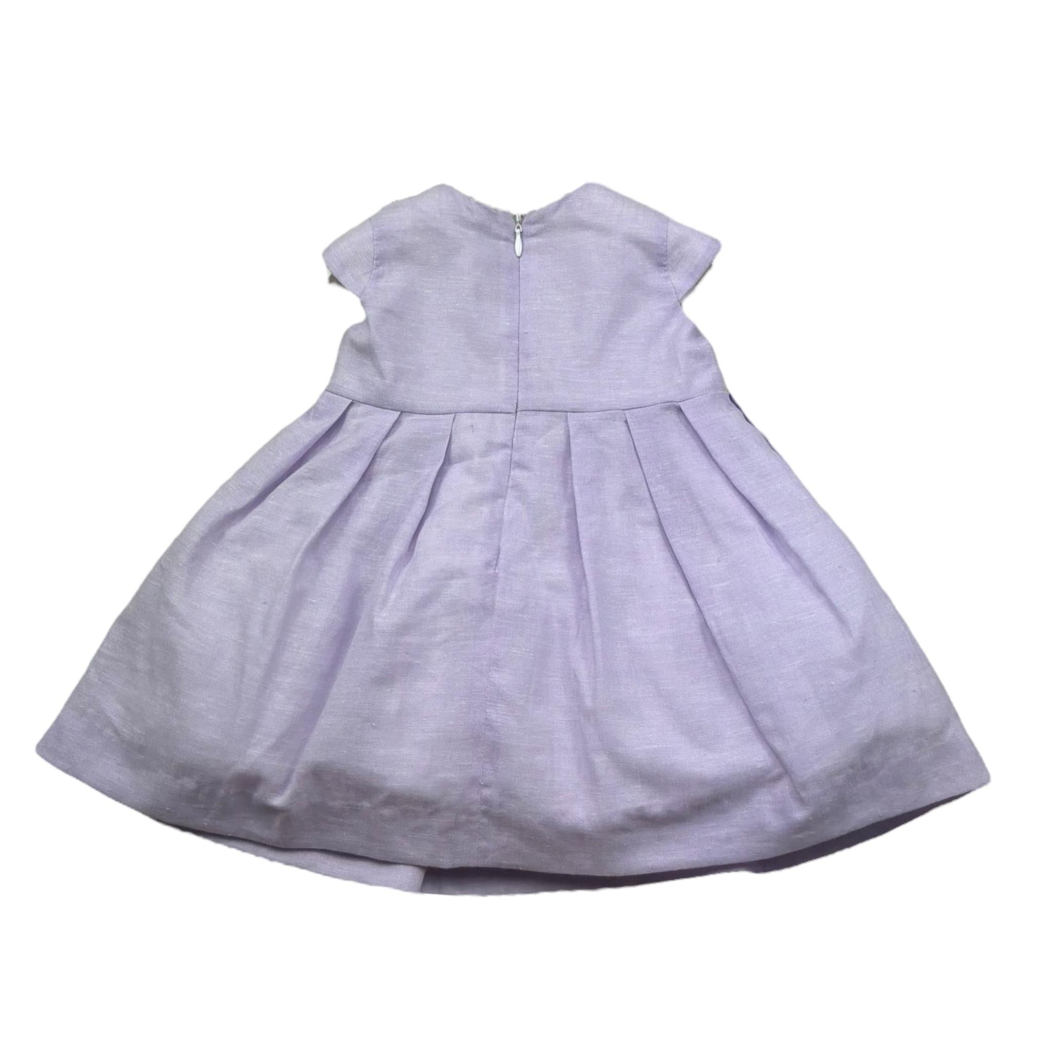 I Delfi Abito Giromanica Tinta Unita con Fiocco per Neonata 25P5077 LILLA I DELFI 