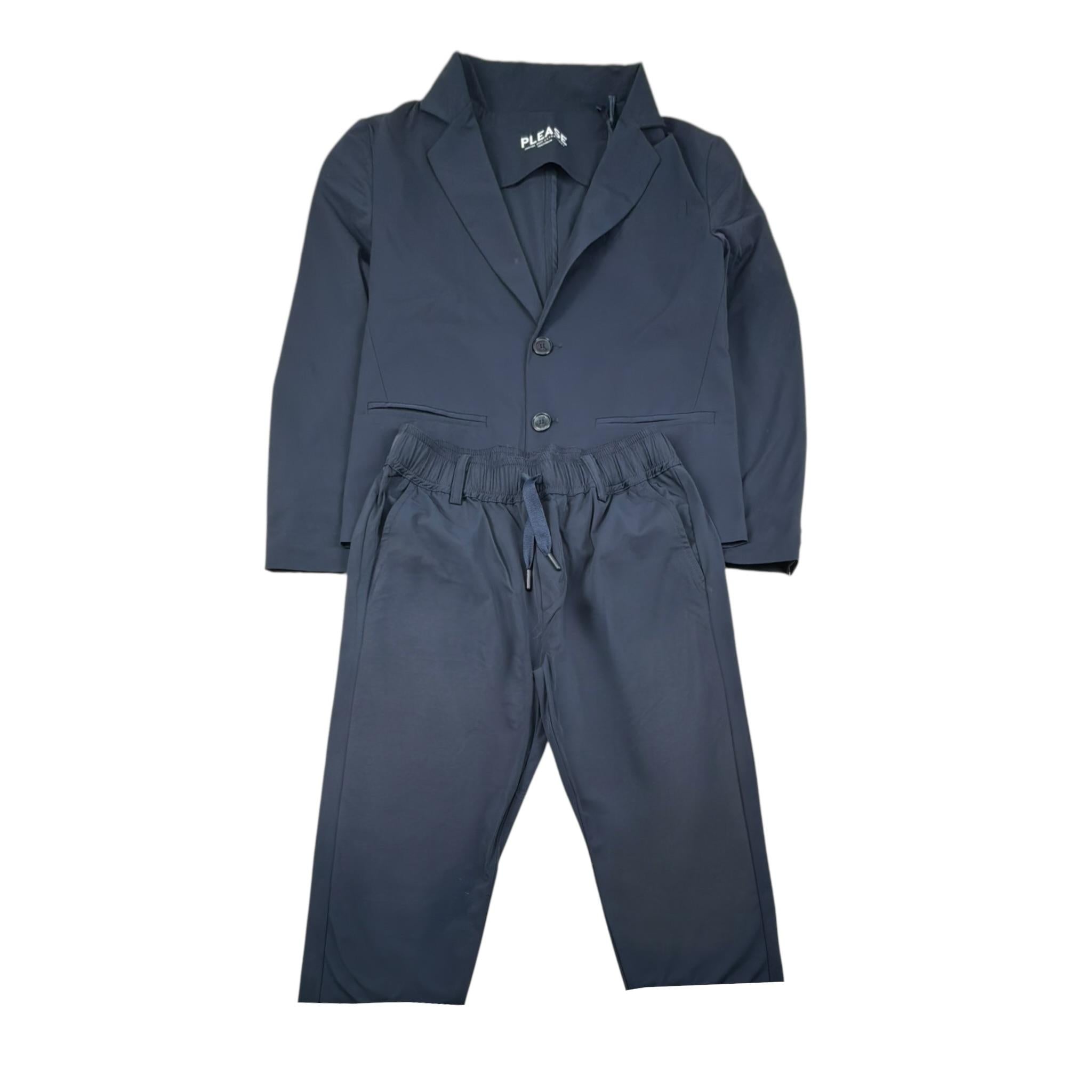 Please Completo 2 Pezzi Giacca-Pantalone Tinta Unita per Bambino EB00000173 BLU PLEASE 