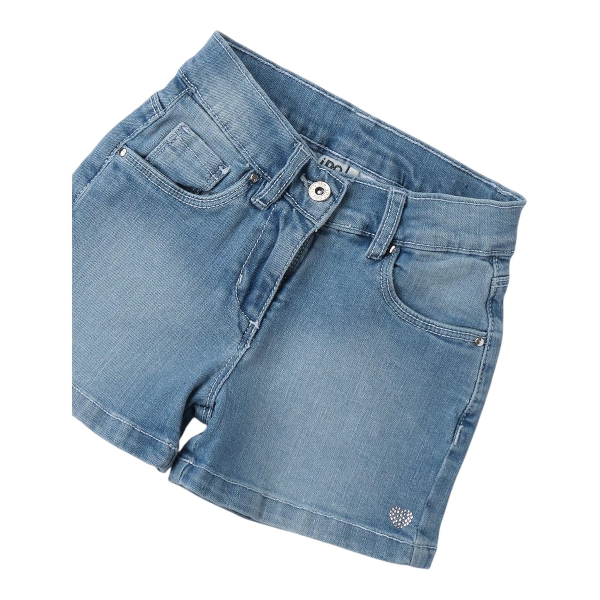 I Do Short In Denim Tinta Unita con Girovita Regolabile per Neonata 4B537N AZZURRO I DO 