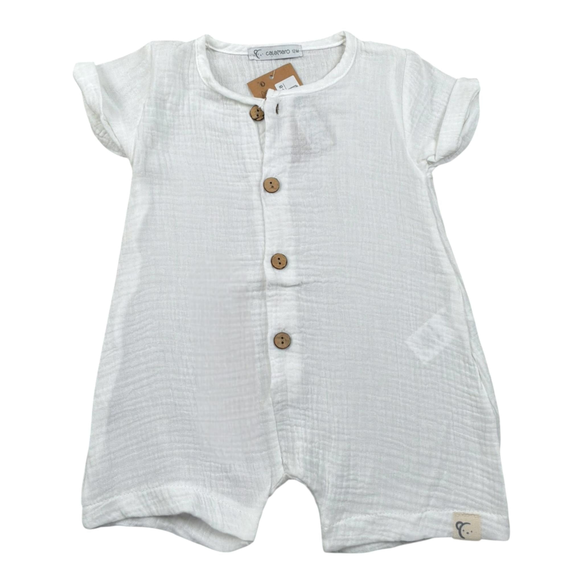 Calamaro Pagliaccetto Tinta Unita Mezza Manica per Neonato 32443X BIANCO CALAMARO 