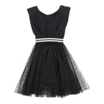 Monnalisa Abito Tinta Unita con Stampa Stelle per Bambina 419201 NERO MONNALISA 