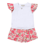 Twinset Completo 2 Pezzi T-Shirt-Bermuda Bicolore Bianco/Rosa Per Bambina