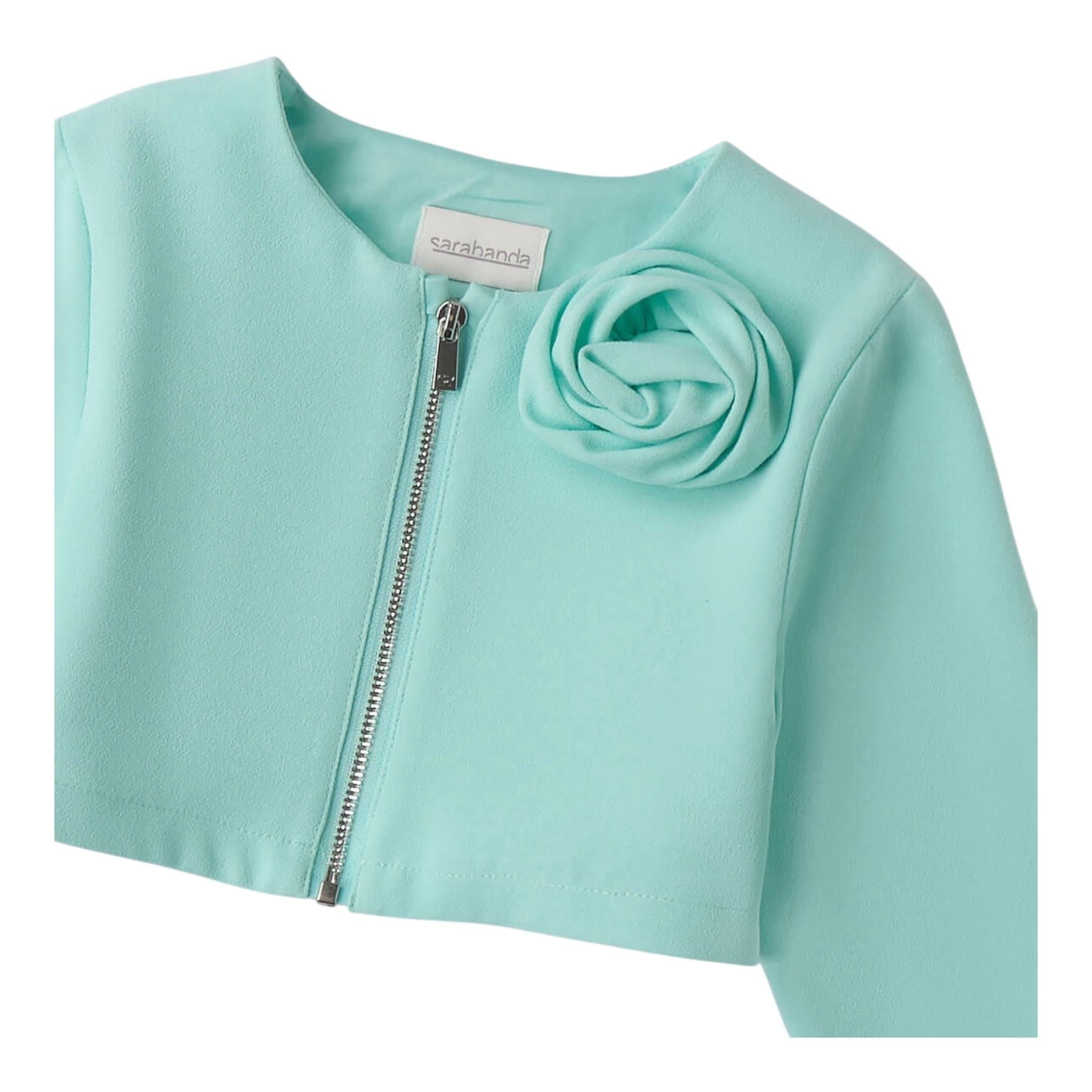 Sarabanda giacca Tinta Unita con Zip per Bambina 0B354 VERDE ACQUA SARABANDA 