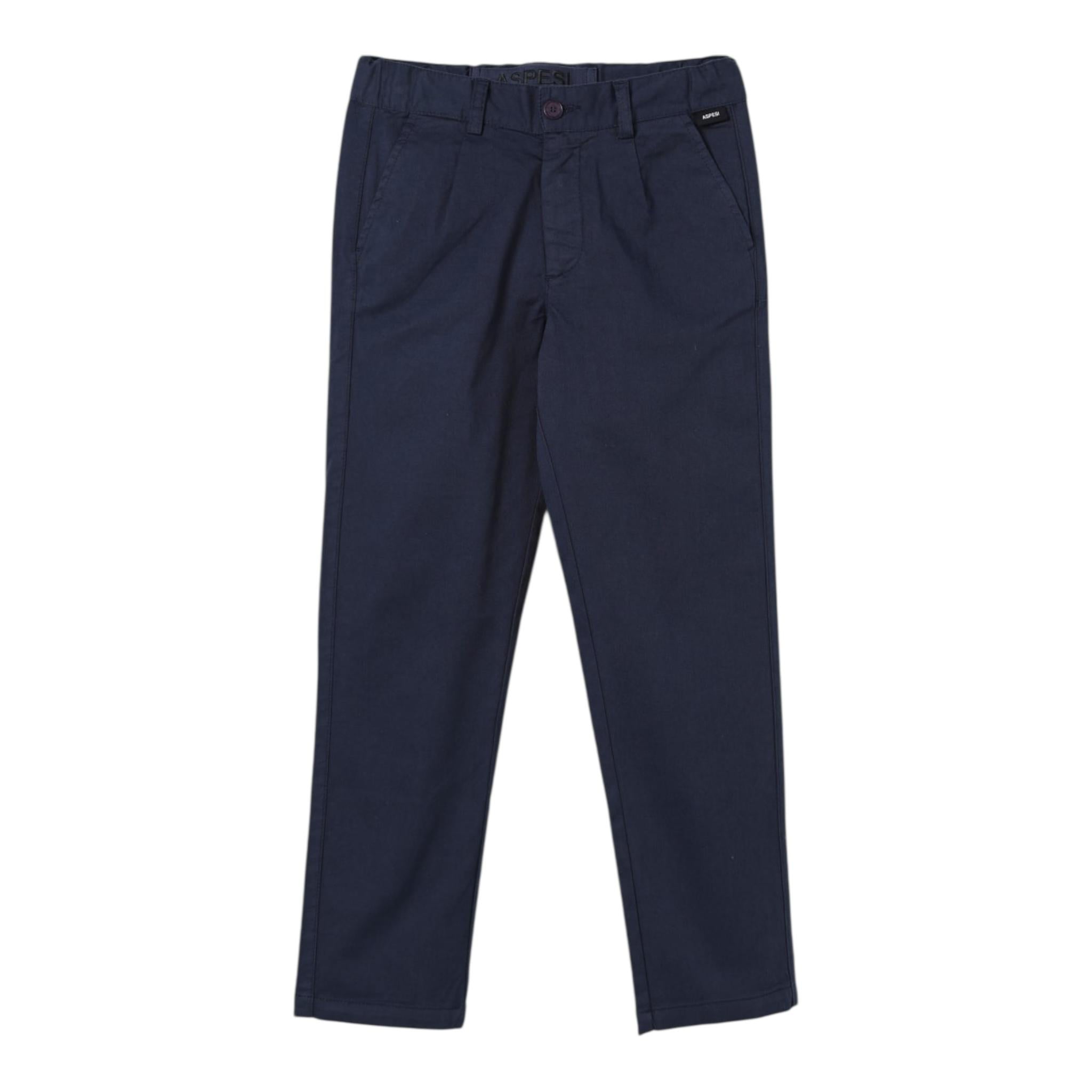 Aspesi Pantalone Tinta Unita con Girovita Regolabile per Bambino S25005PLC6058 BLU ASPESI 