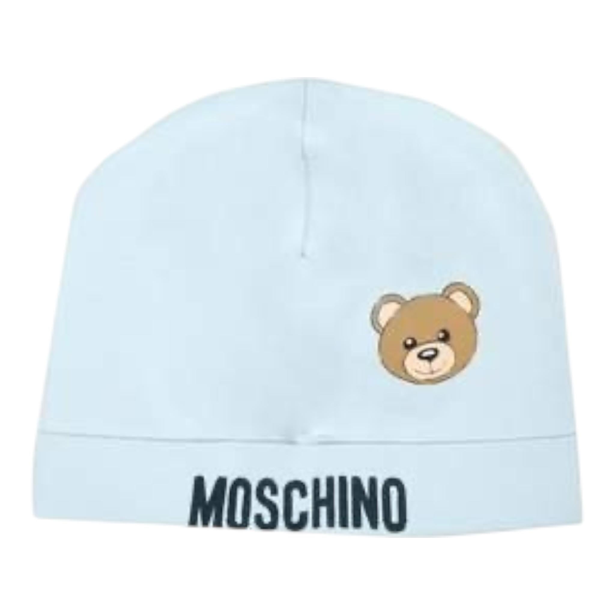 Moschino Cappello Tinta Unita con Stampa per Neonato MUX05A AZZURRO MOSCHINO 