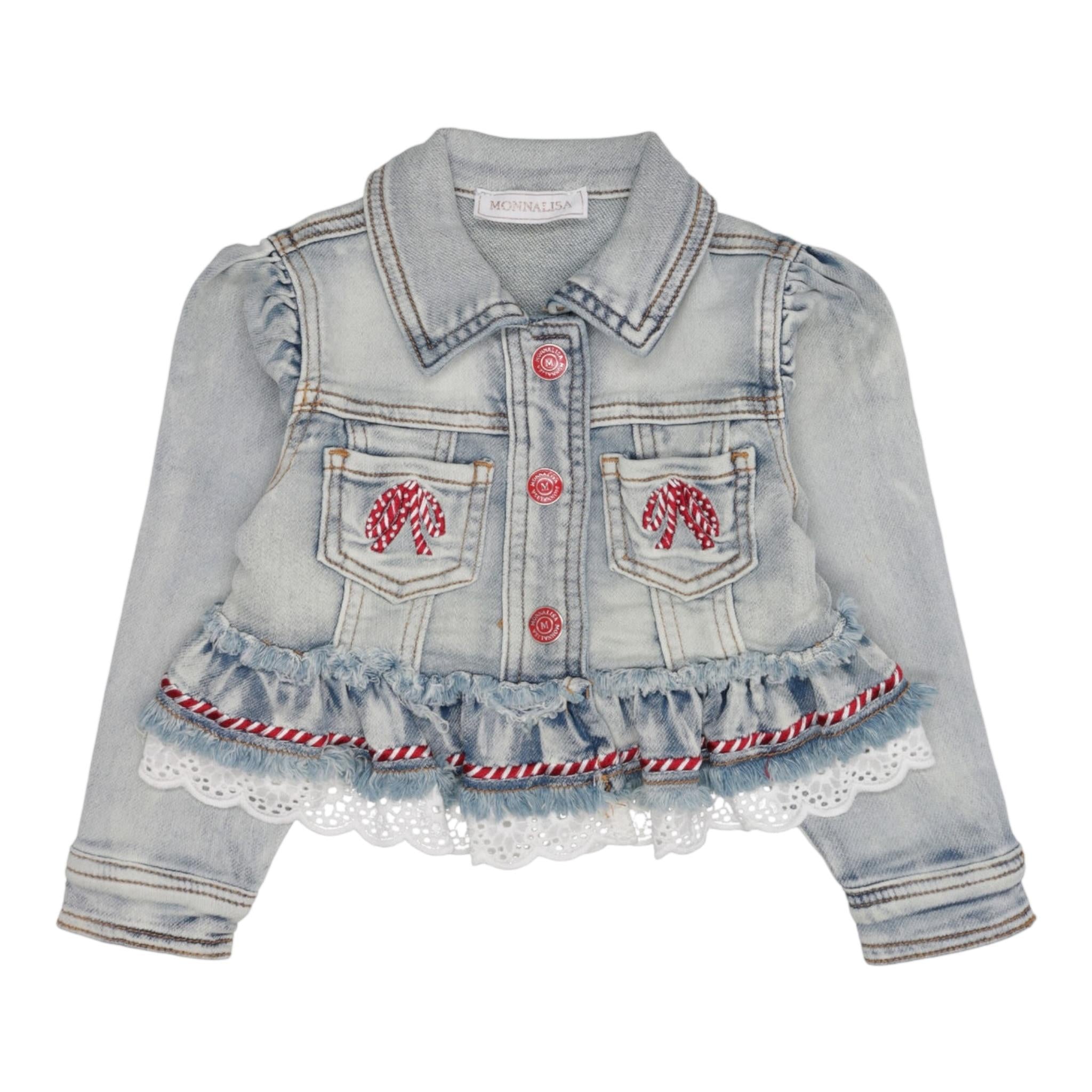 Monnalisa Giubbino In Denim Tinta Unita per Neonata 39E101 AZZURRO MONNALISA 