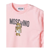 MOSCHINO abito felpa girocollo tinta unita con stampa in contrasto Rosa per Neonata MDV08N ROSA MOSCHINO 