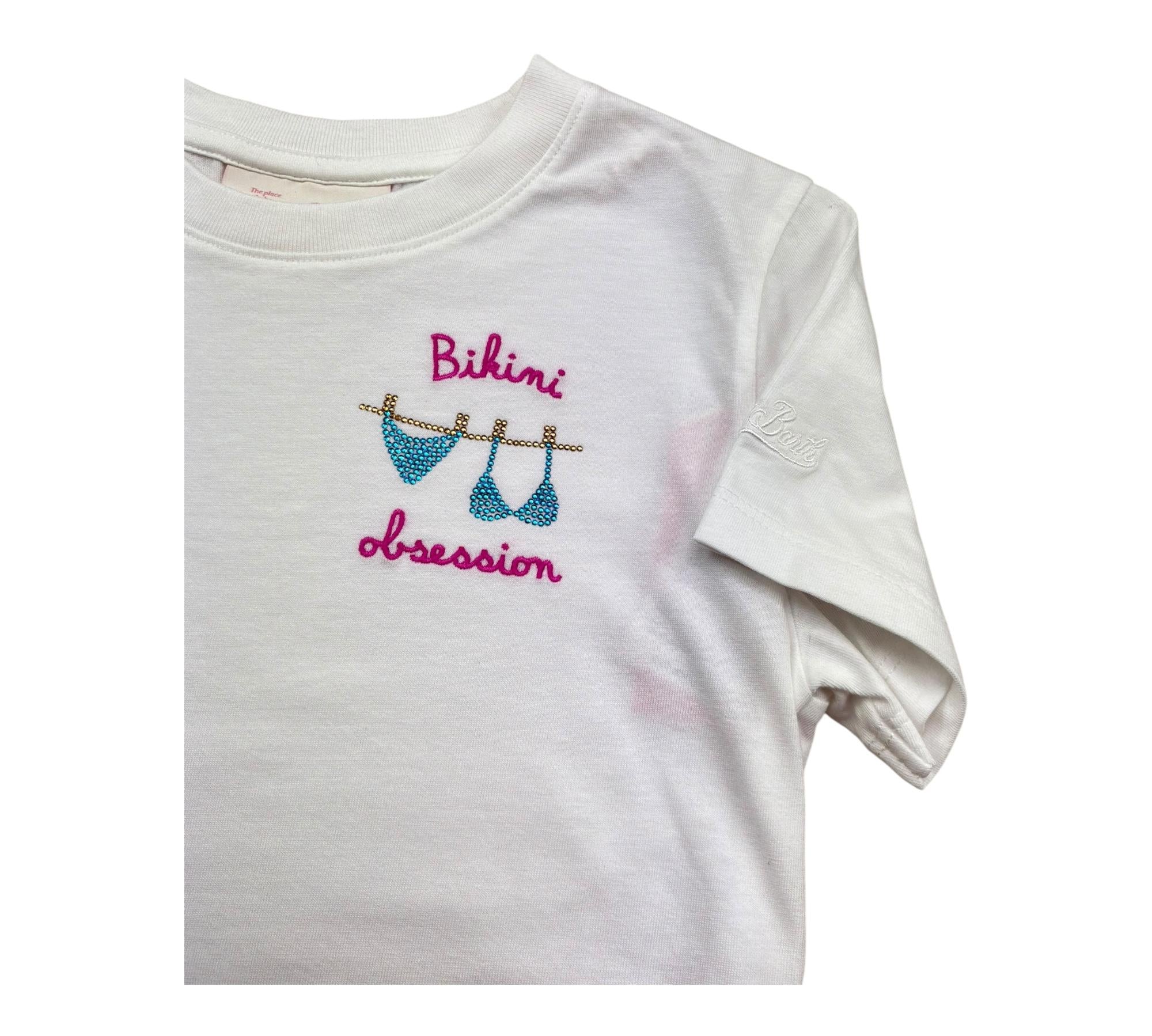 Saint Barth T-Shirt Girocollo Tinta Unita con Stampa per Bambina BIKINI BIANCO SAINT BARTH 