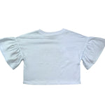 Moschino T-Shirt Modello Crop Tinta Unita con Stampa- Shorts per Bambina HDG01K BIANCO MOSCHINO 