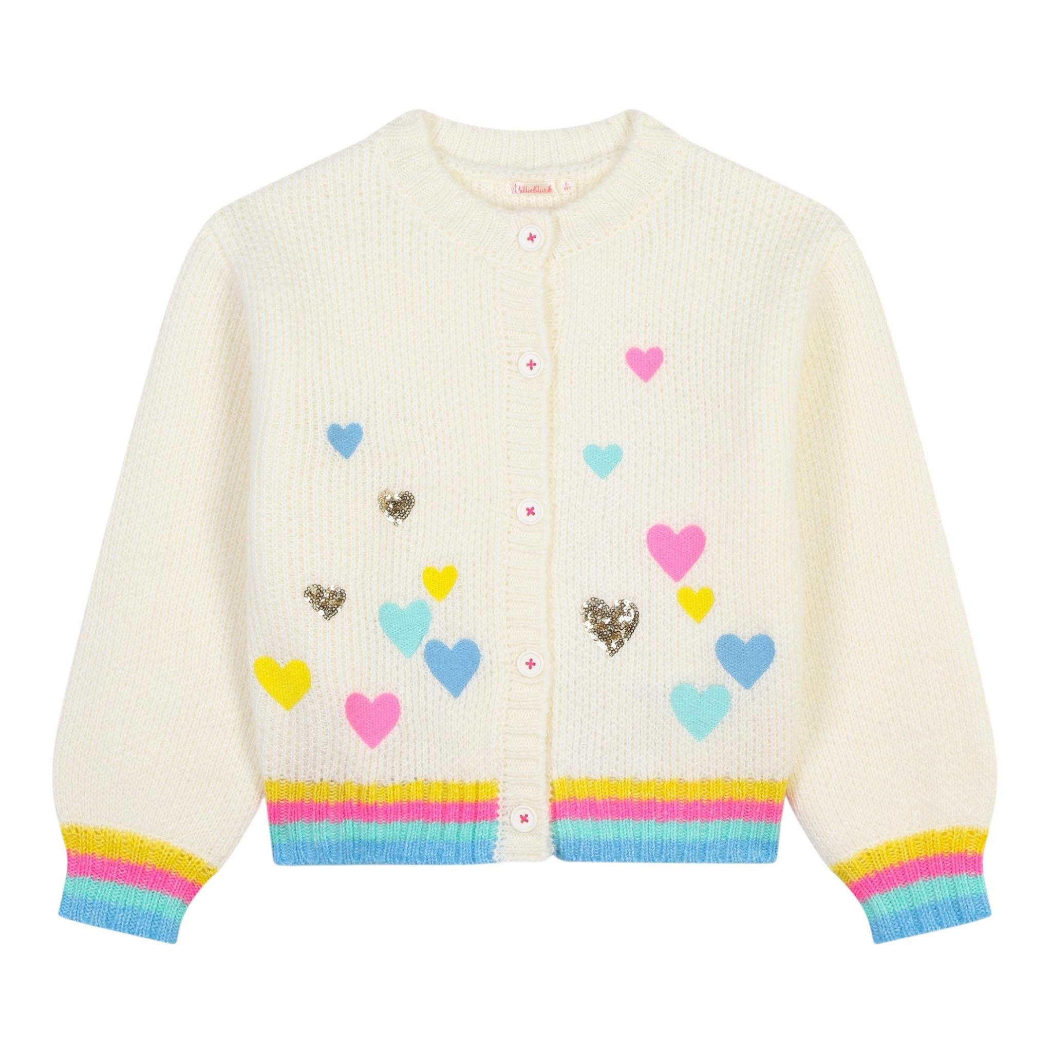 BillIEBLUSH cardigan tinta unita cn stampa cuori Panna per Neonata U20633 PANNA BillIEBLUSH 