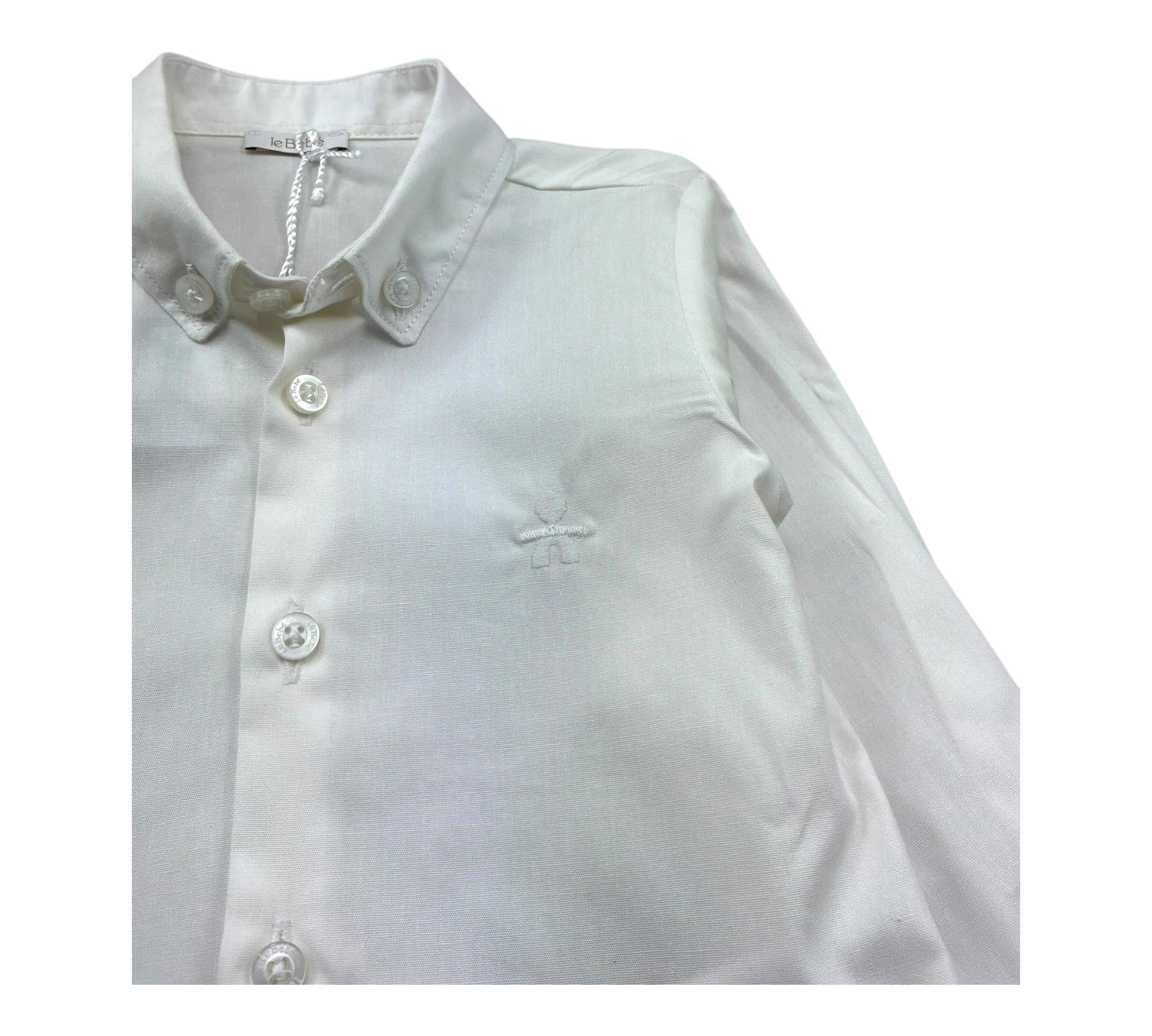Le Bebe Camicia Manica Lunga Tinta Unita per Neonato LBB5405 BIANCO LE BEBE 