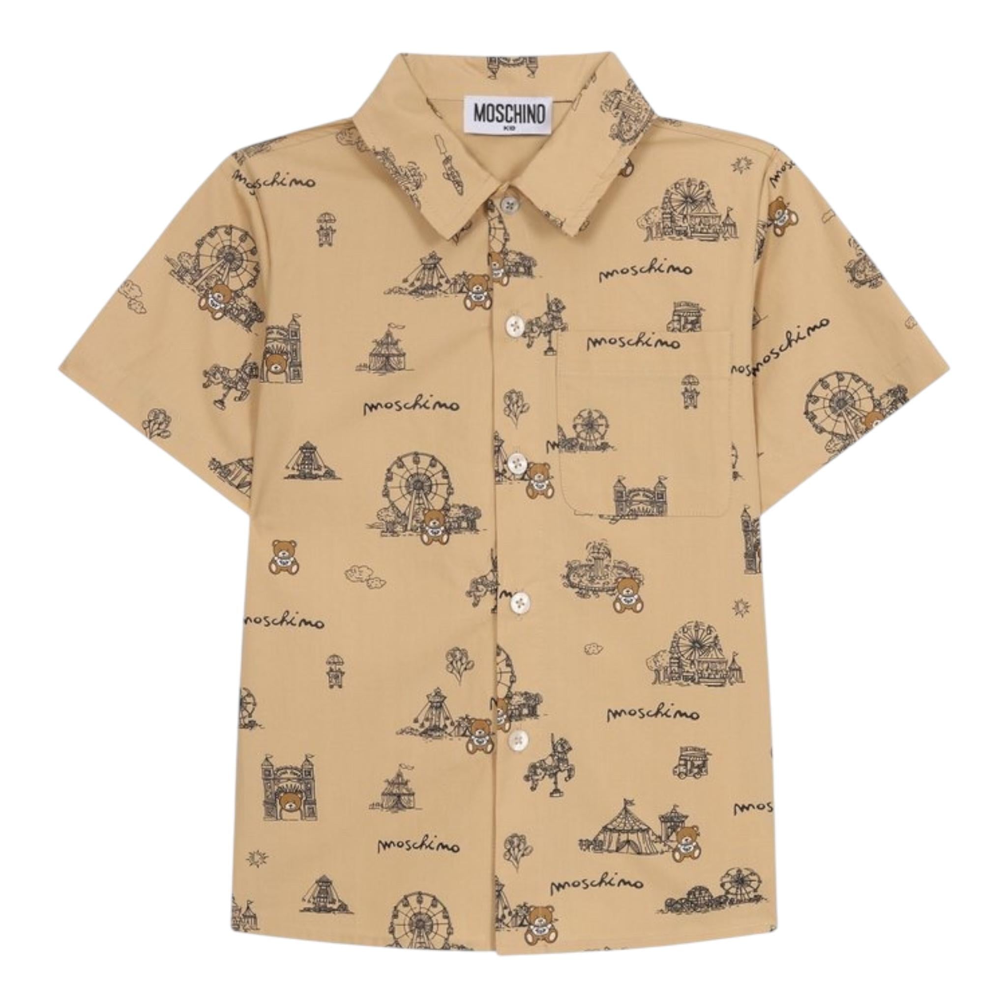 Moschino Camicia Mezza Manica con Stampa per Bambino HMC01G BEIGE MOSCHINO 