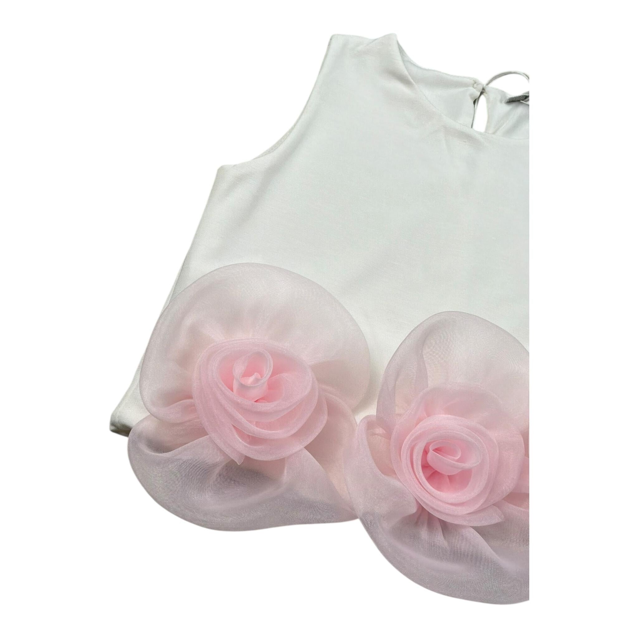 M+E' Canotta Tinta Unita con Applicazioni per Neonata UE1826N BIANCO M+E' 