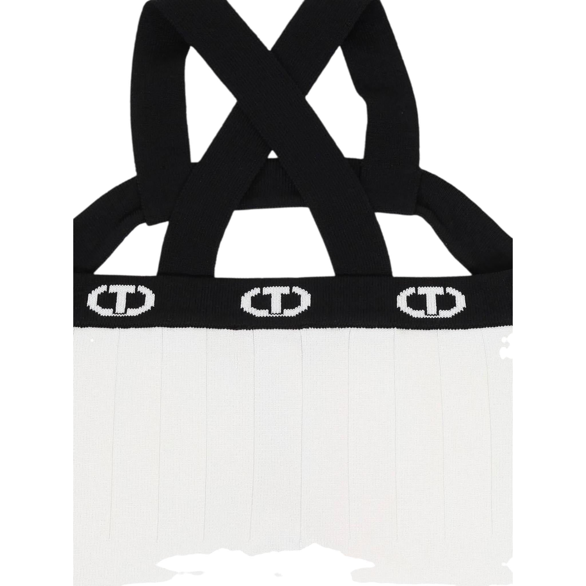 Twinset Top Bicolore con Logo per Bambina 251GJ3QW2 BIANCO/NERO TWINSET 