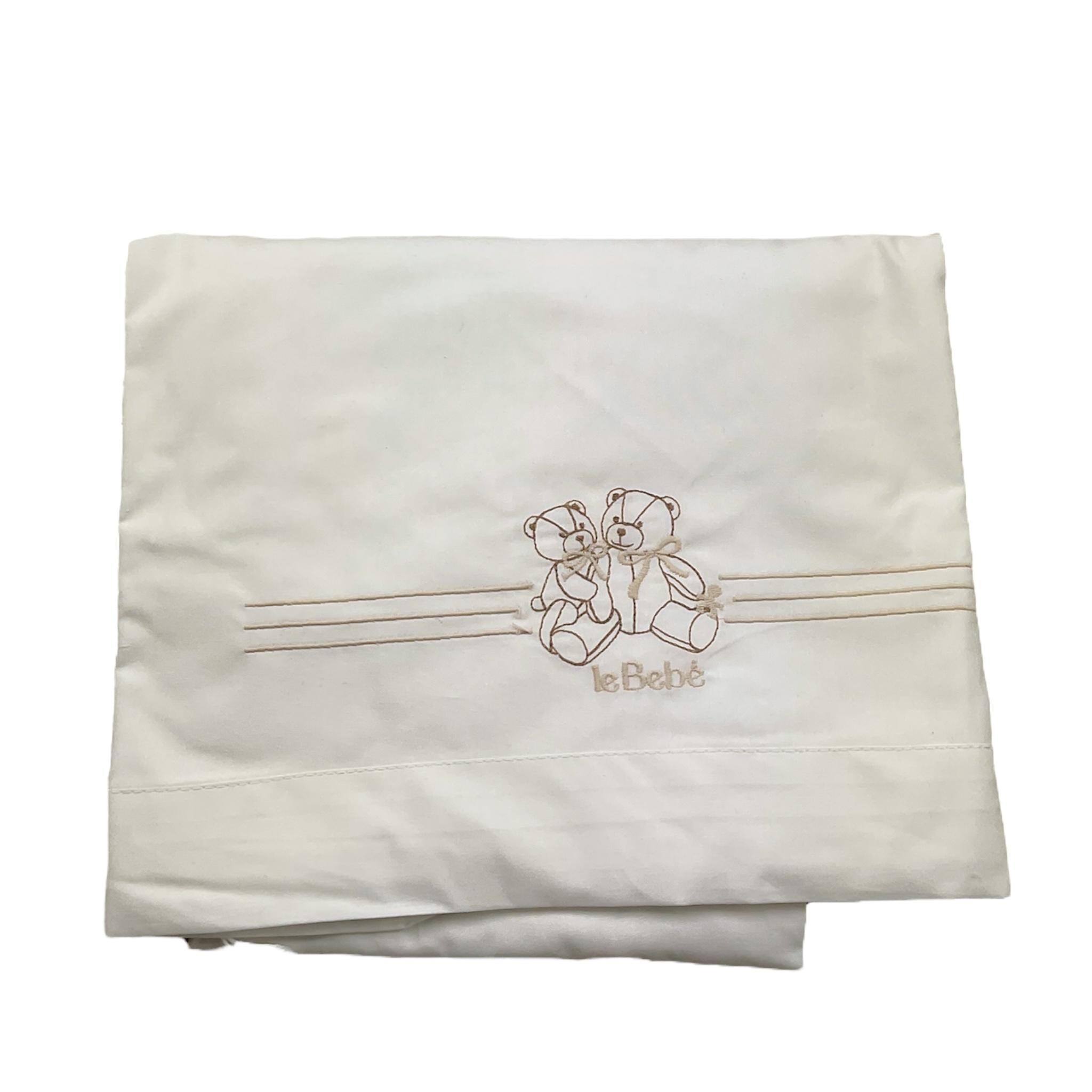 Le Bebe' Lenzuola Set 3 Pezzi Tinta Unita con Stampa per Neonato LBB4830 BIANCO LE BEBE' 