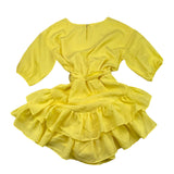 I Do Abito Tinta Unita con Rouches Giallo per Bambina