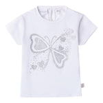 Minibanda T-Shirt Girocollo Tinta Unita con Brillantini per Neonata 0B313 BIANCO MINIBANDA 