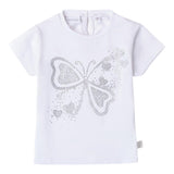 Minibanda T-Shirt Girocollo Tinta Unita con Brillantini per Neonata 0B313 BIANCO MINIBANDA 