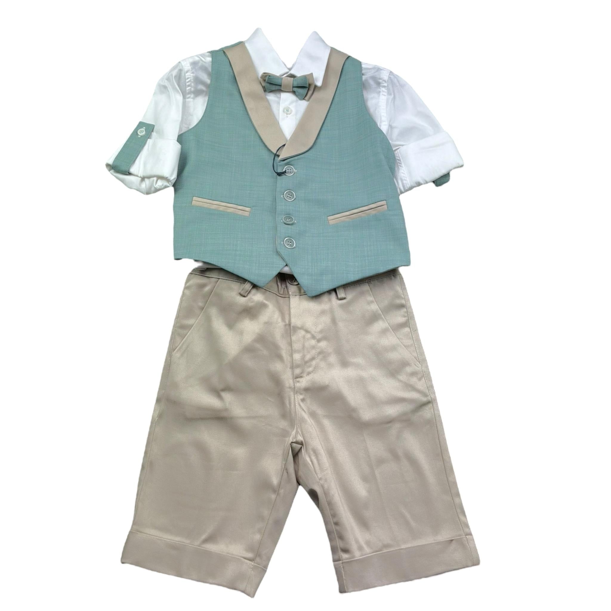 Mai'S Kids Completo 4 Pezzi Camicia-Papillon-Gilet-Pantalone per Bambino BERNARDX VERDE MAI'S KIDS 
