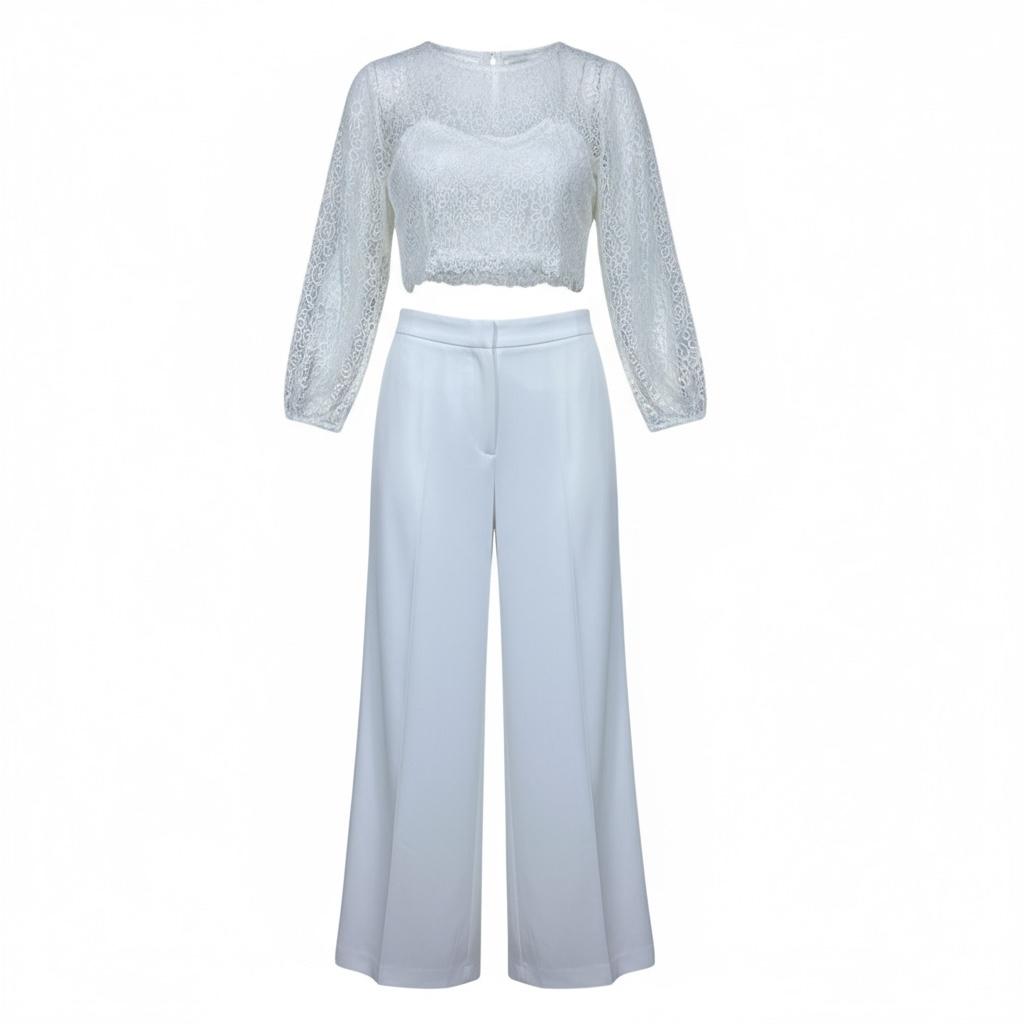 Sarabanda Completo 3 Pezzi Maglia-Top-Pantalone Tinta Unita per Bambina 0B495 BIANCO SARABANDA 