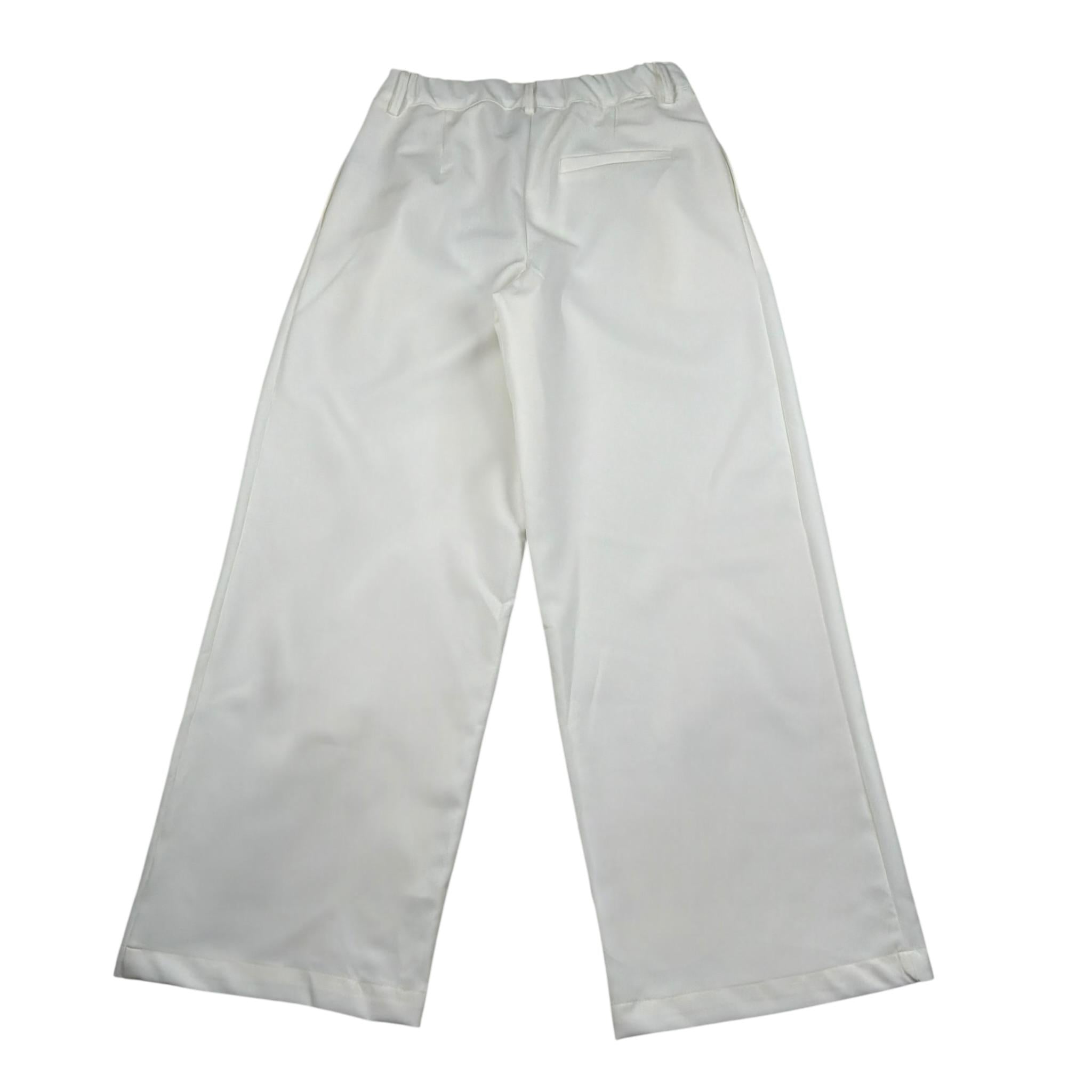 Manila Grace Pantalone Tinta Unita Modello Palazzo per Bambina MG2749 BIANCO MANILA GRACE 