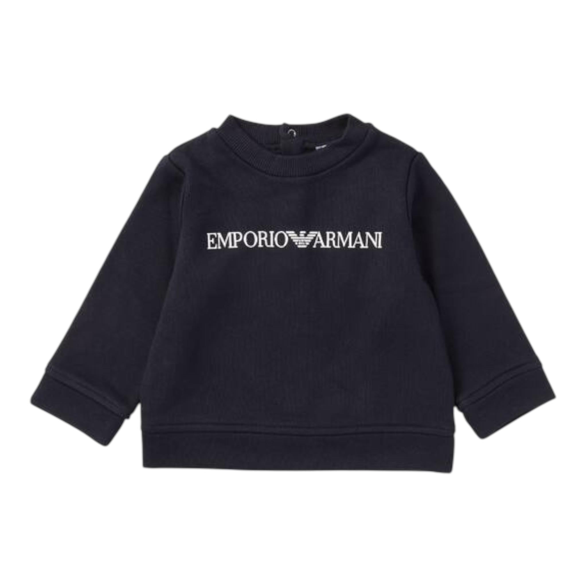 Emporio Armani Felpa Girocollo Tinta Unita con Stampa per Neonato 8NHMR6 BLU EMPORIO ARMANI 