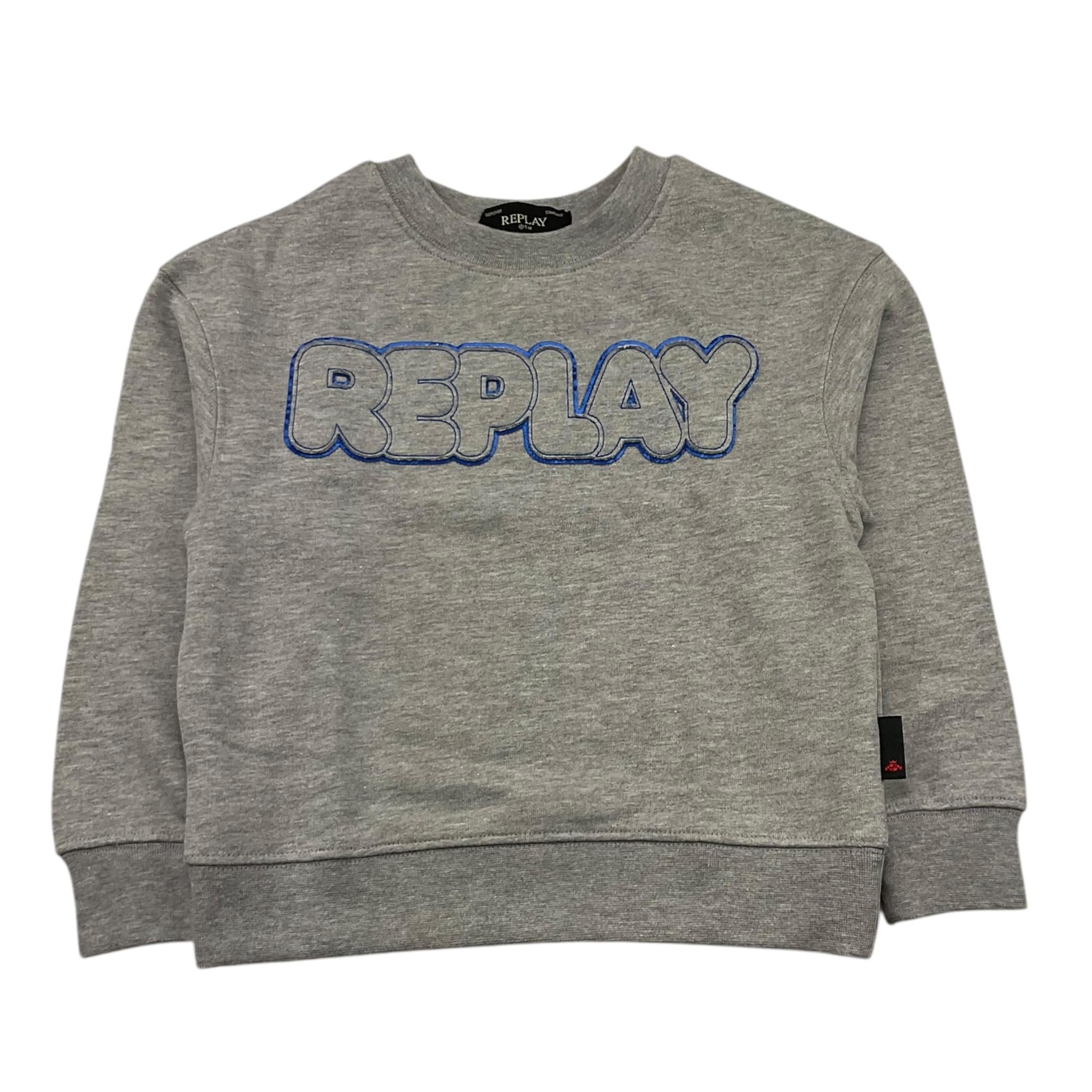 REPLAY felpa chiusa girocollo tinta unita con logo Grigio per Bambino SB2067 GRIGIO REPLAY 