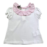 J.O. Milano T-Shirt Girocollo Tinta Unita Con Colletto In Contrasto Bianco Per Neonata