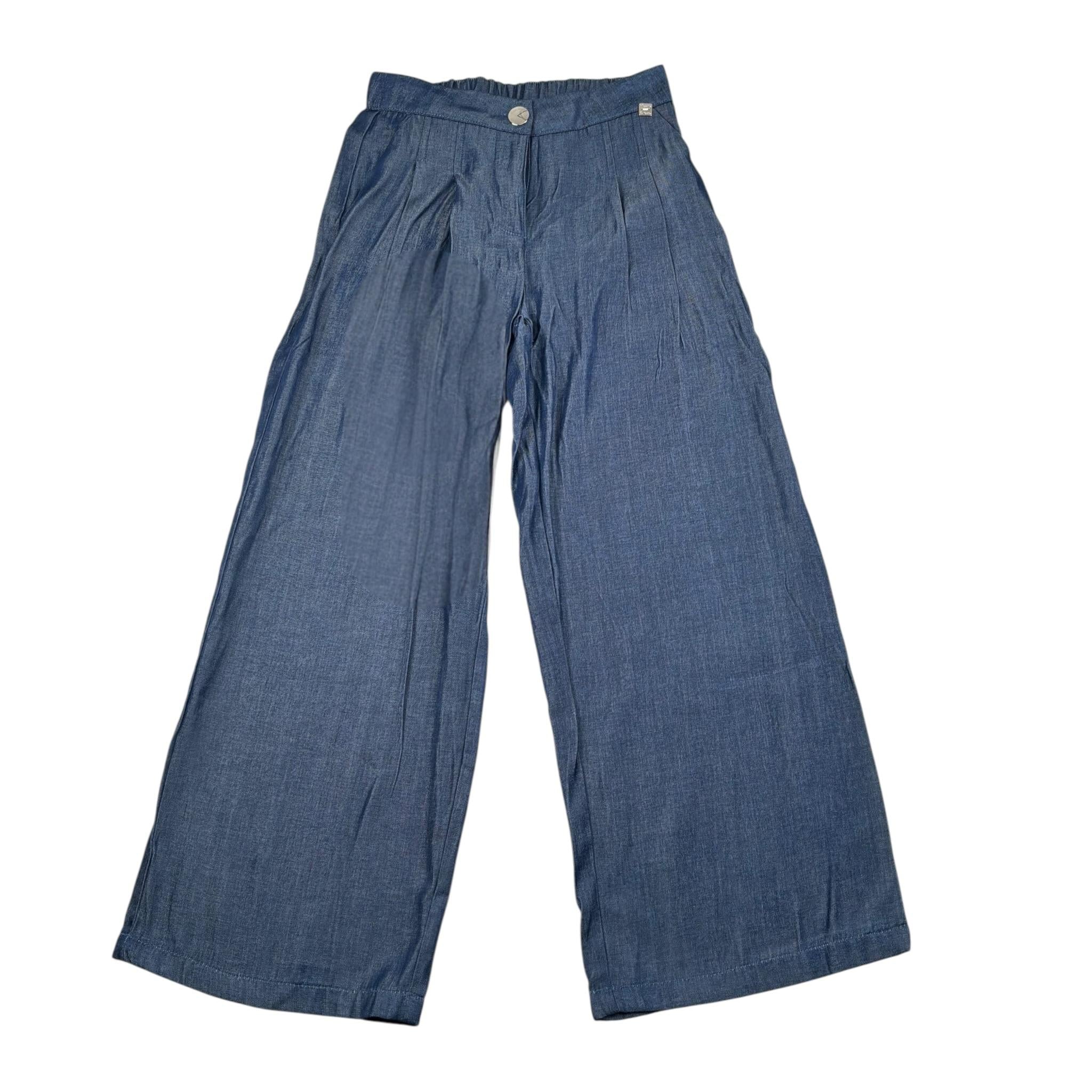 Manila Grace Pantalone Tinta Unita Modello Palazzo per Bambina MG2630 BLU MANILA GRACE 