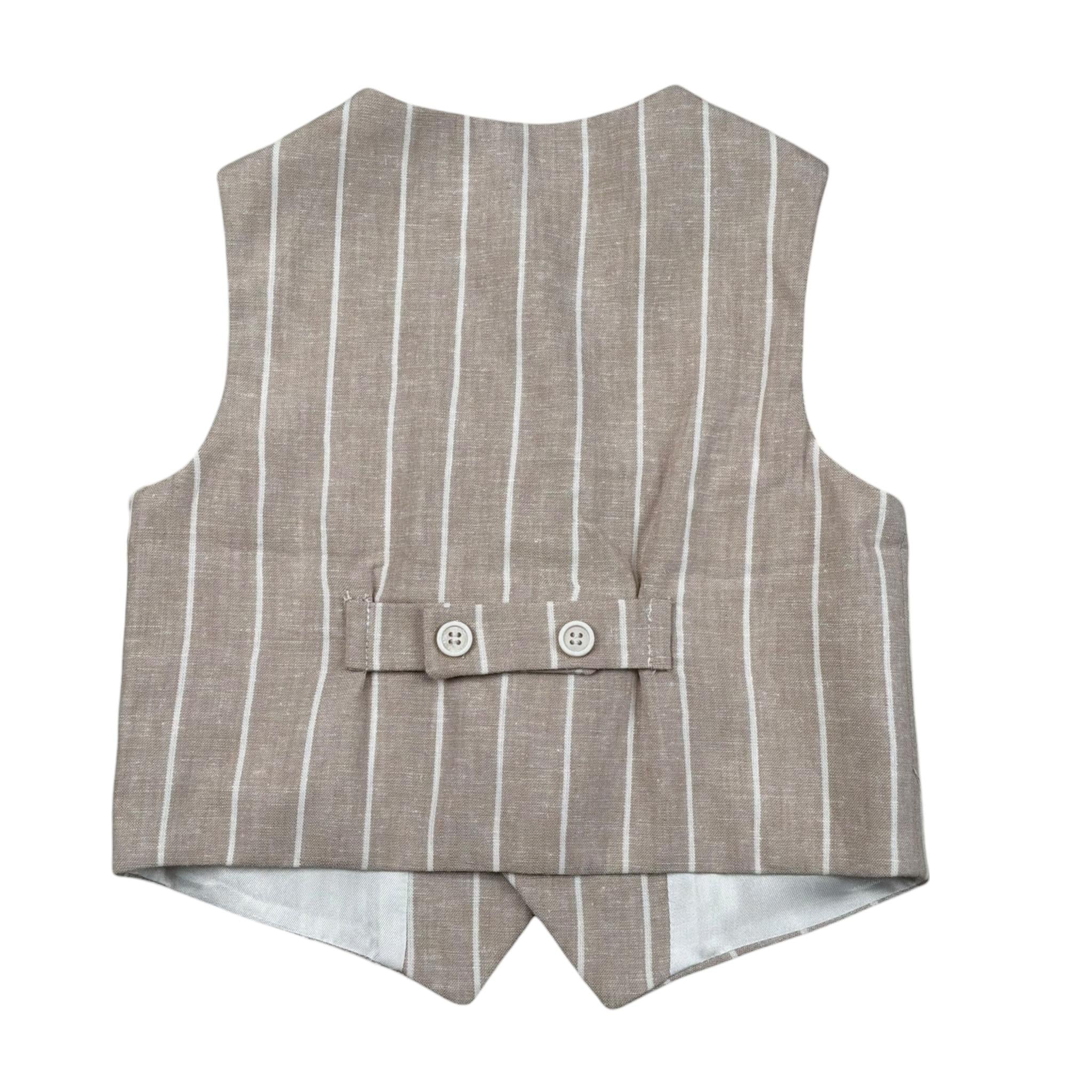 Pure Firenze Gilet Tinta Unita con Fantasia A Righe per Neonato PC03353 BEIGE PURE FIRENZE 