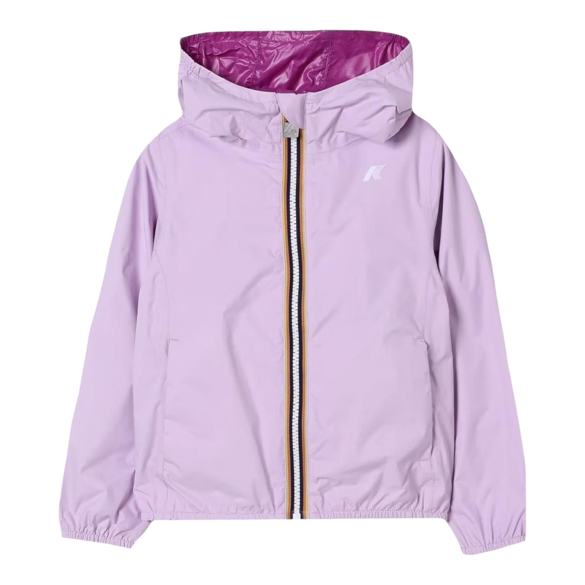 K-Way Giubbino Reversibile con Zip E Cappuccio per Bambina K61313W LILLA/VIOLA K-WAY 