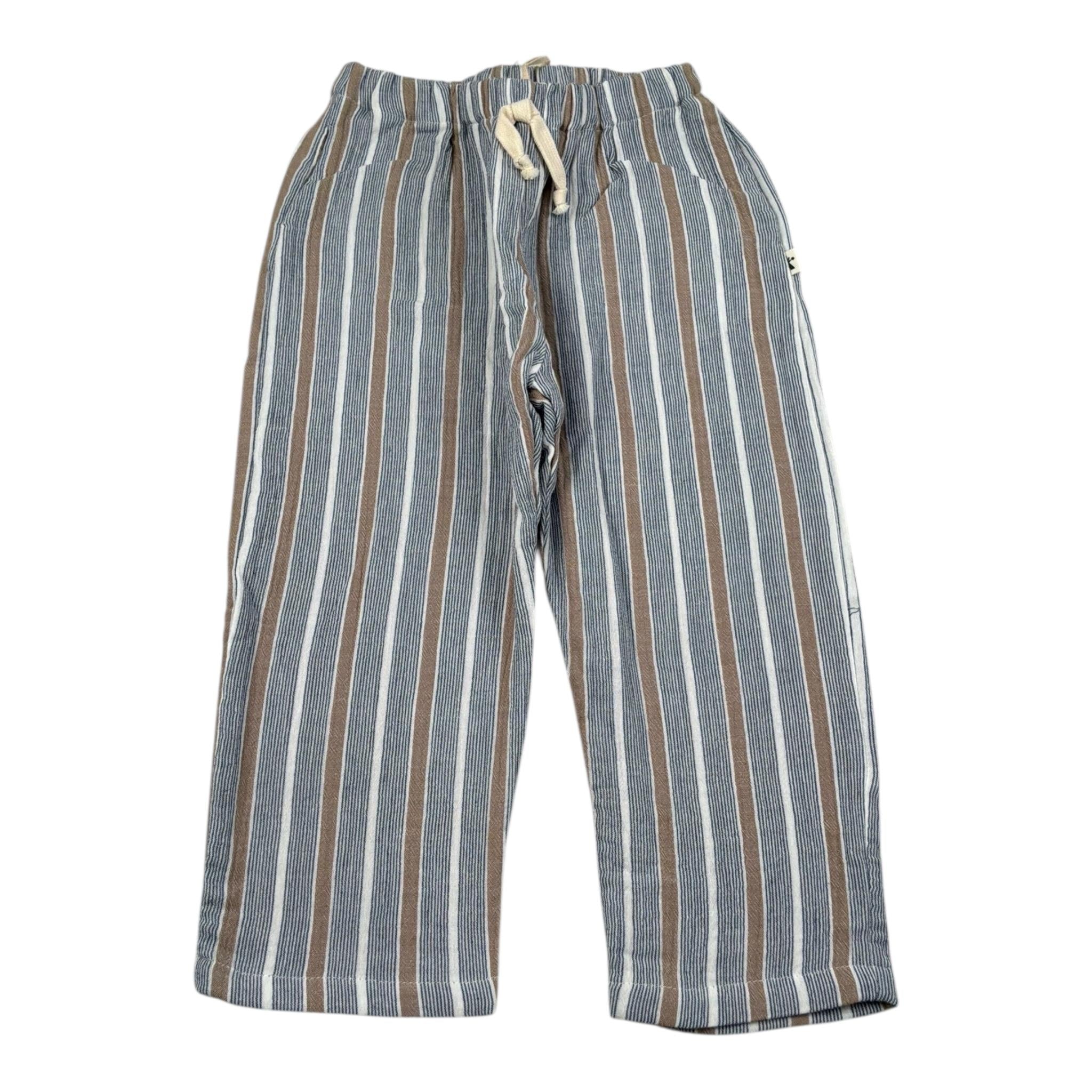 Petit Indi Pantalone Tinta Unita con Fantasia A Righe per Bambino SS25BK8229X BLU PETIT INDI 